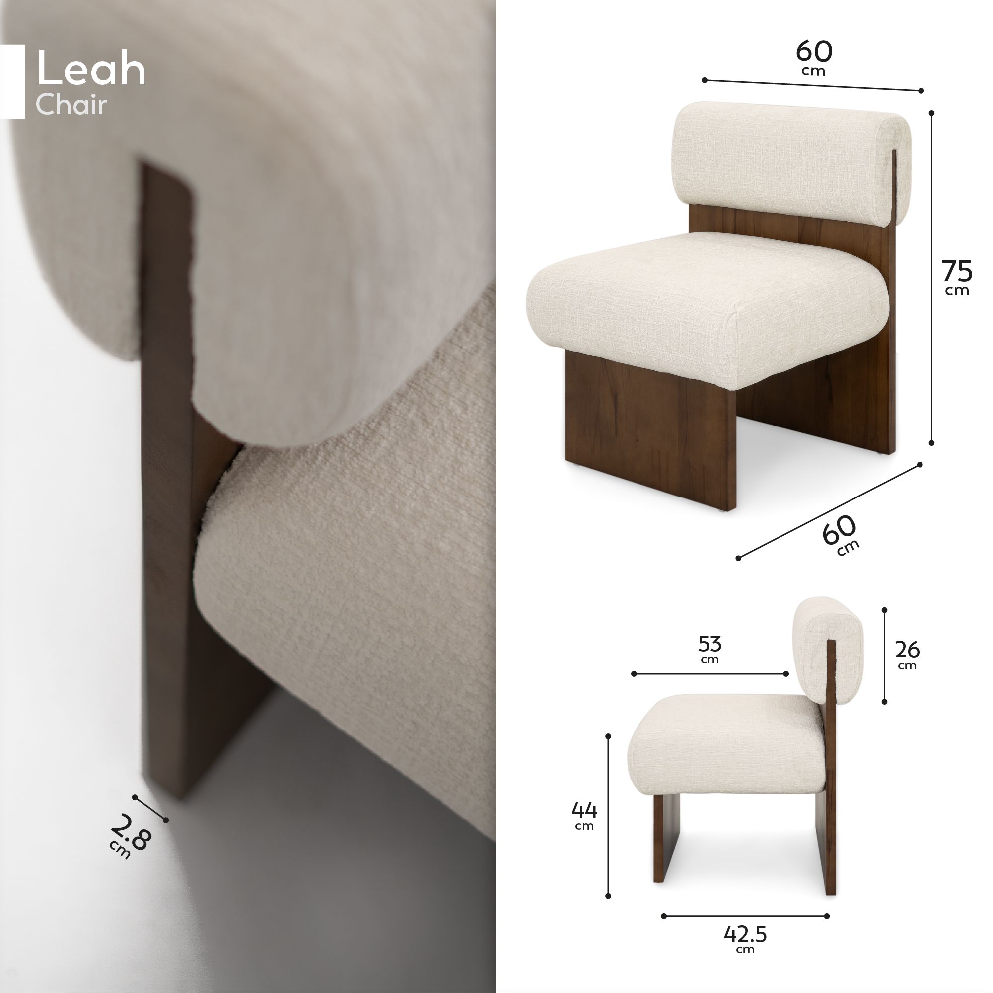 Skandinavischer Sessel Leah Beige – Massivholz Birke, gemütlich & nachhaltig