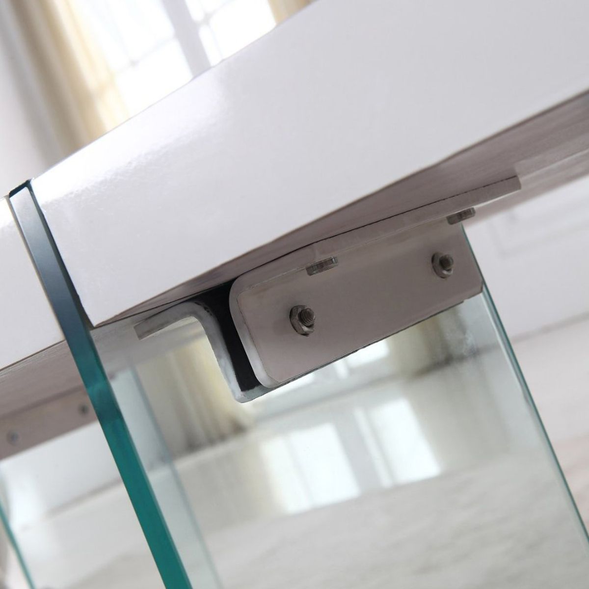 Couchtisch Sofatisch Beistelltisch NOWA mit Glasstützen in Weiß Couchtisch Sofatisch Beistelltisch NOWA mit Glasstützen in Weiß