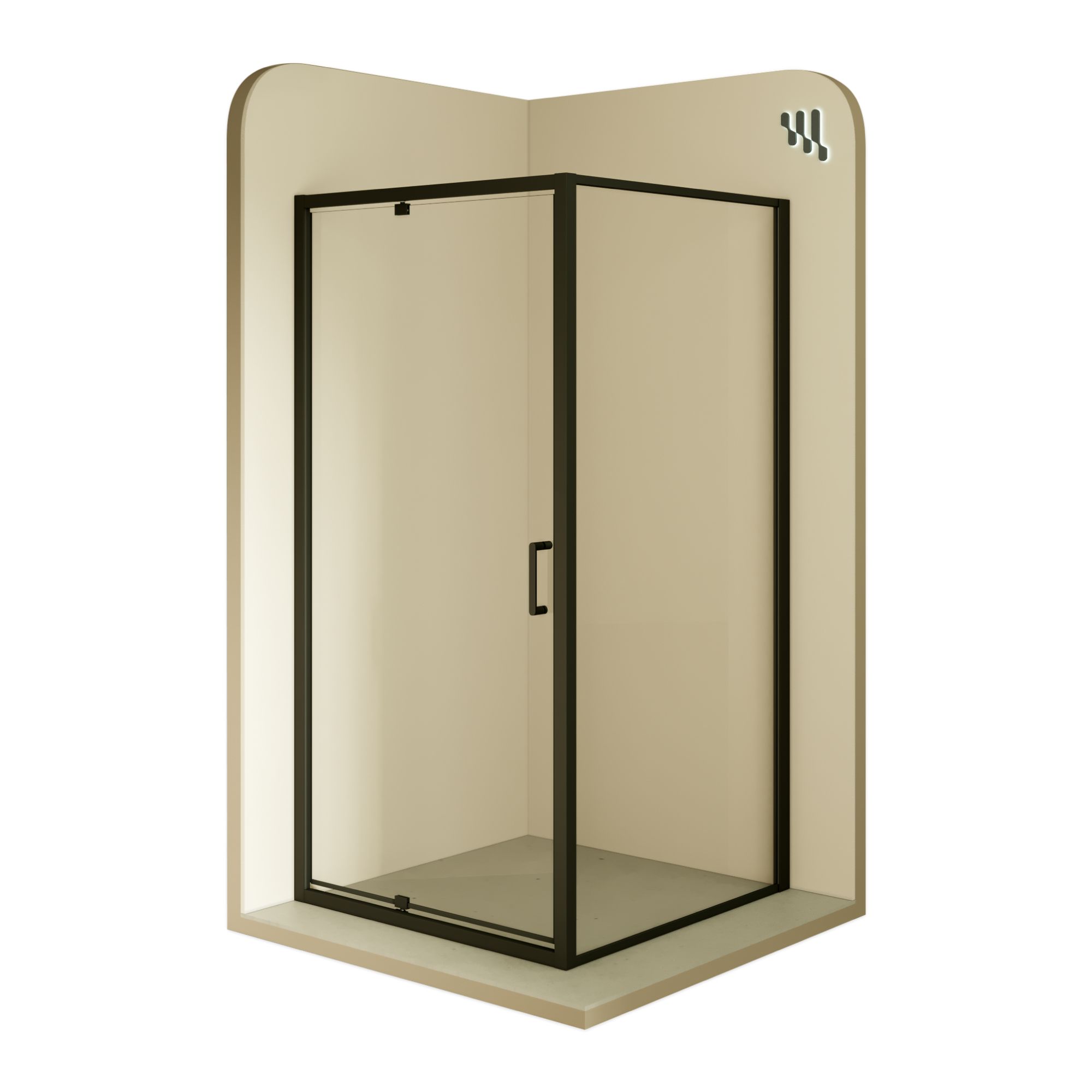 Fronteinstieg Isadora mit Klapptür und schwarzen Profilen aus ESG Sicherheitsglas