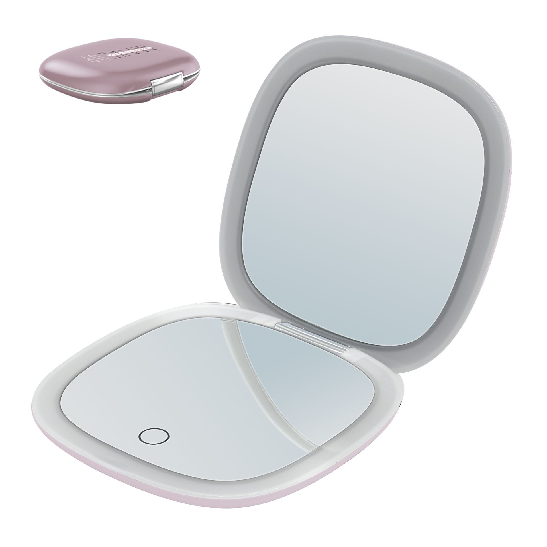Tragbarer Schminkspiegel MakeUp POCKET mit LED-Lichtstreifen Roségold