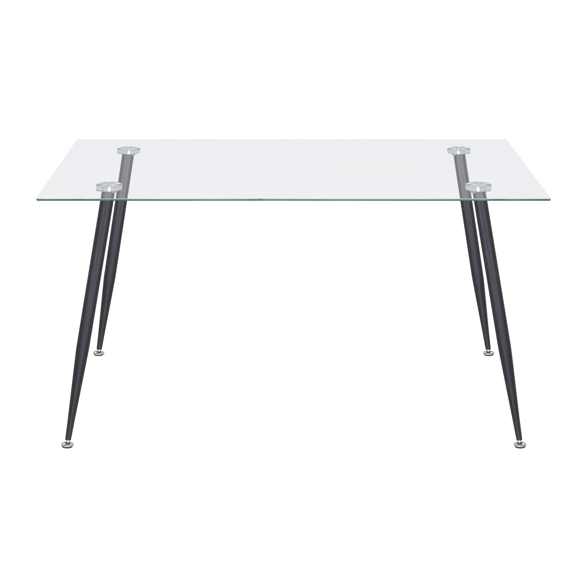 Esszimmer-Tisch BEALE | Tischplatte: Transparentes Glas | Beine: Schwarz Esszimmer-Tisch BEALE | Tischplatte: Weißer Marmor | Beine: Holz 160 cm