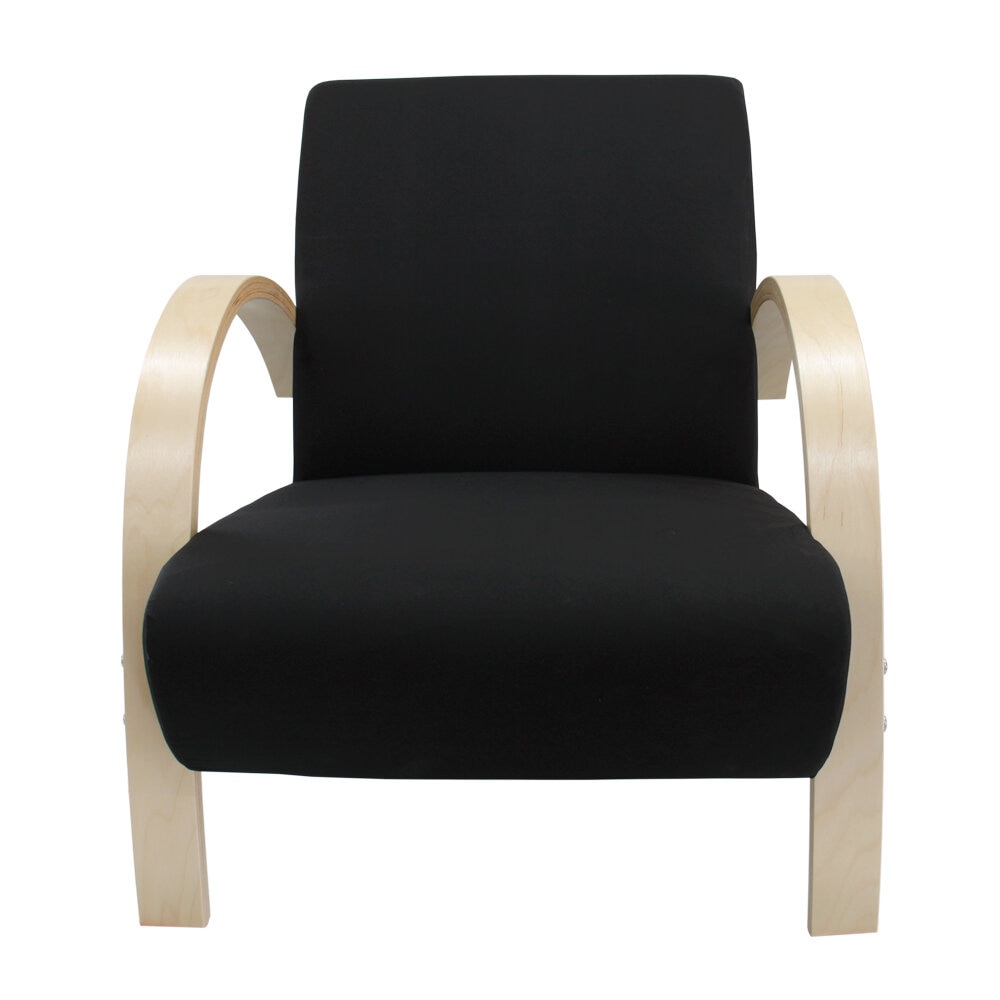 Polstersessel Lounge Sessel mit hochwertigem gepolsterten Stoffbezug - Schwarz