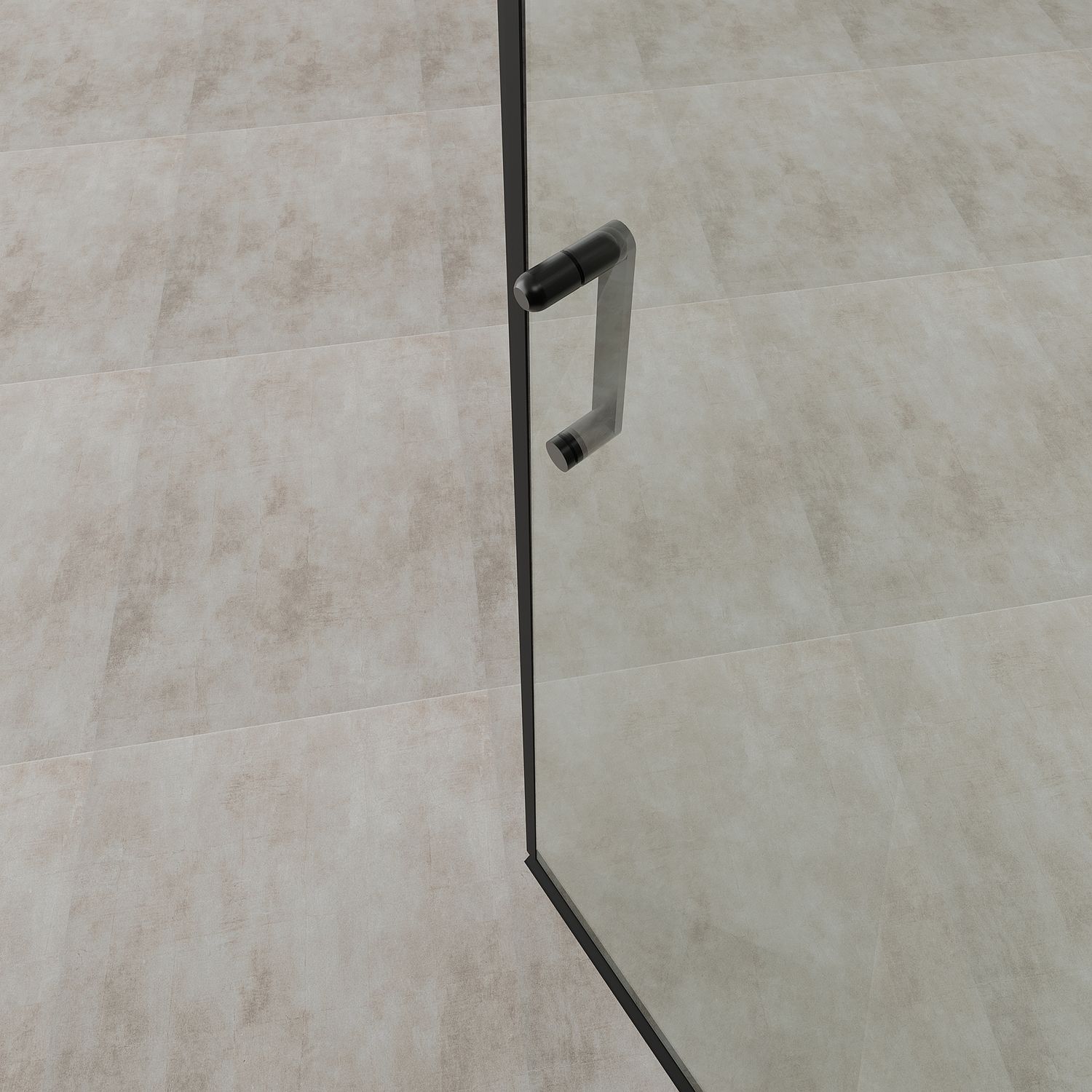 Fronteinstieg Hellen mit Klapptür und schwarzen Profilen aus ESG Sicherheitsglas