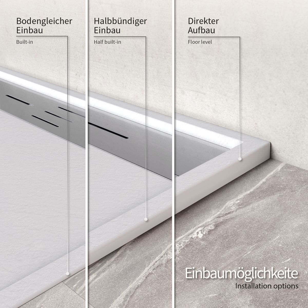 SMC Duschwanne Hiemal in Schieferoptik inkl. Ablaufgarnitur Weiß 100x100 cm SMC Duschwanne Hiemal in Schieferoptik inkl. Ablaufgarnitur Weiß 90x90 cm