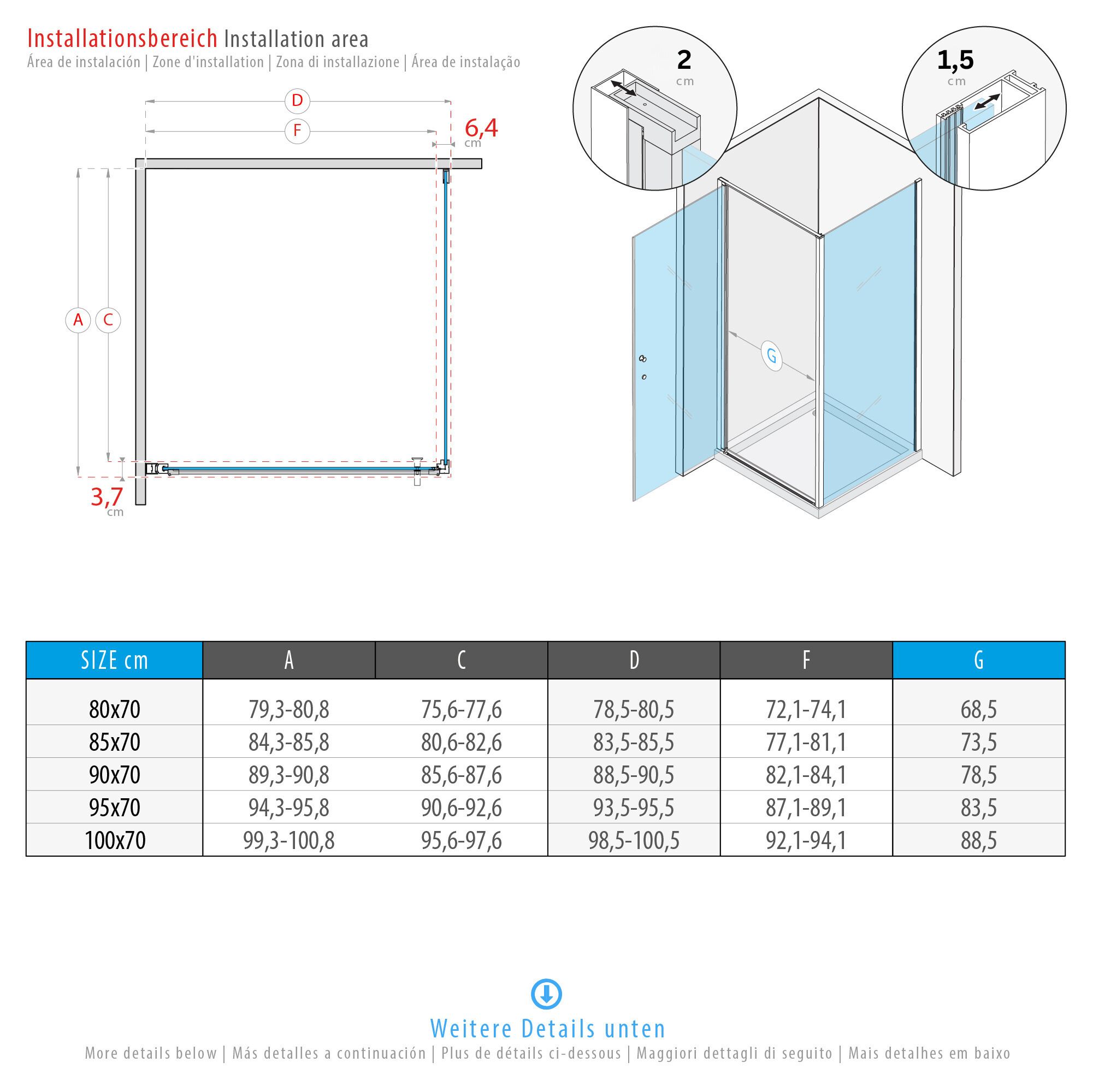 Fronteinstieg Nicole mit Klapptür aus 8 mm ESG Sicherheitsglas