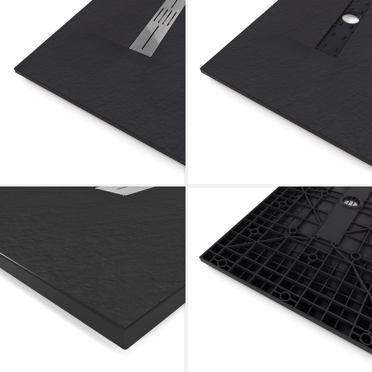 SMC Duschwanne Lumia in Schieferoptik inkl. Ablaufgarnitur Schwarz SMC Duschwanne Lumia in Schieferoptik inkl. Ablaufgarnitur Schwarz 90x180 cm