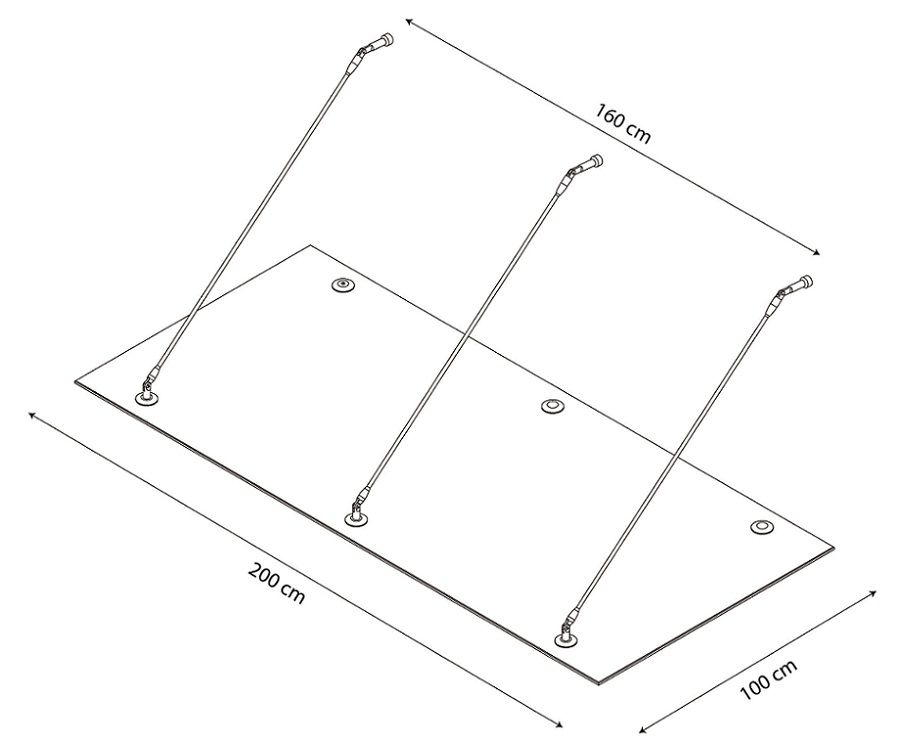 Glasvordach Edelstahl Türvordach Glas Halterung Haustür Satiniert VSG 200x100cm 3 Halterungen