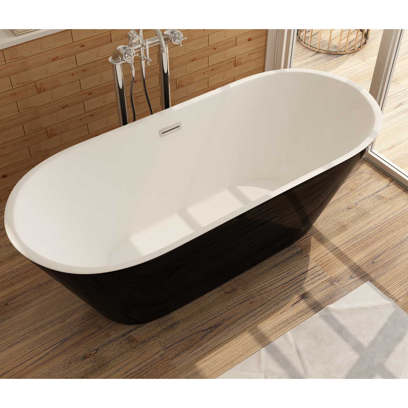 Schwarz-weiße Badewanne aus Sanitäracryl Lugano - 3 GRÖßEN