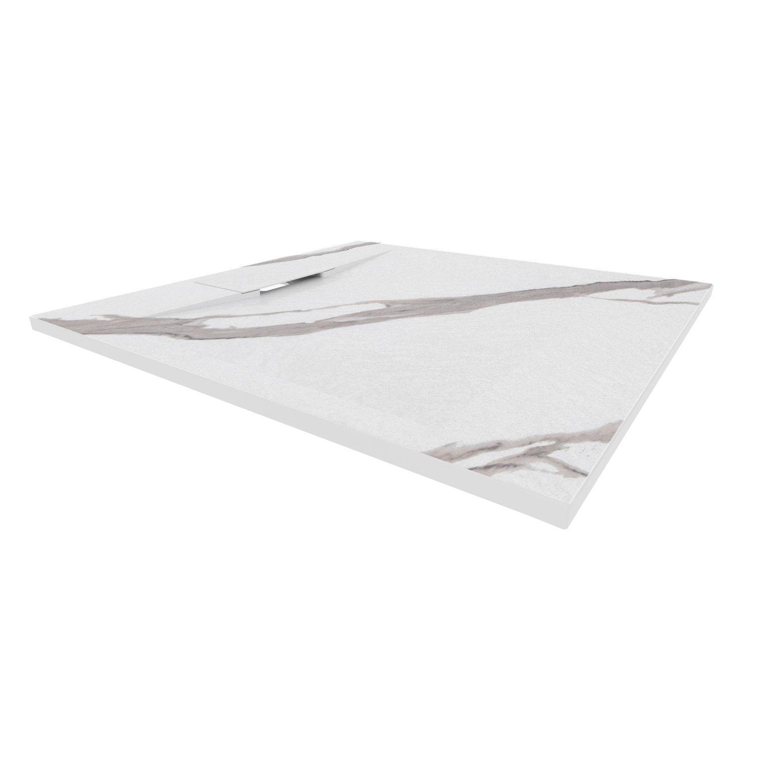 SMC Duschwanne Polar in Marmor-Optik inkl. Ablaufgarnitur - Weiß 90x90 cm