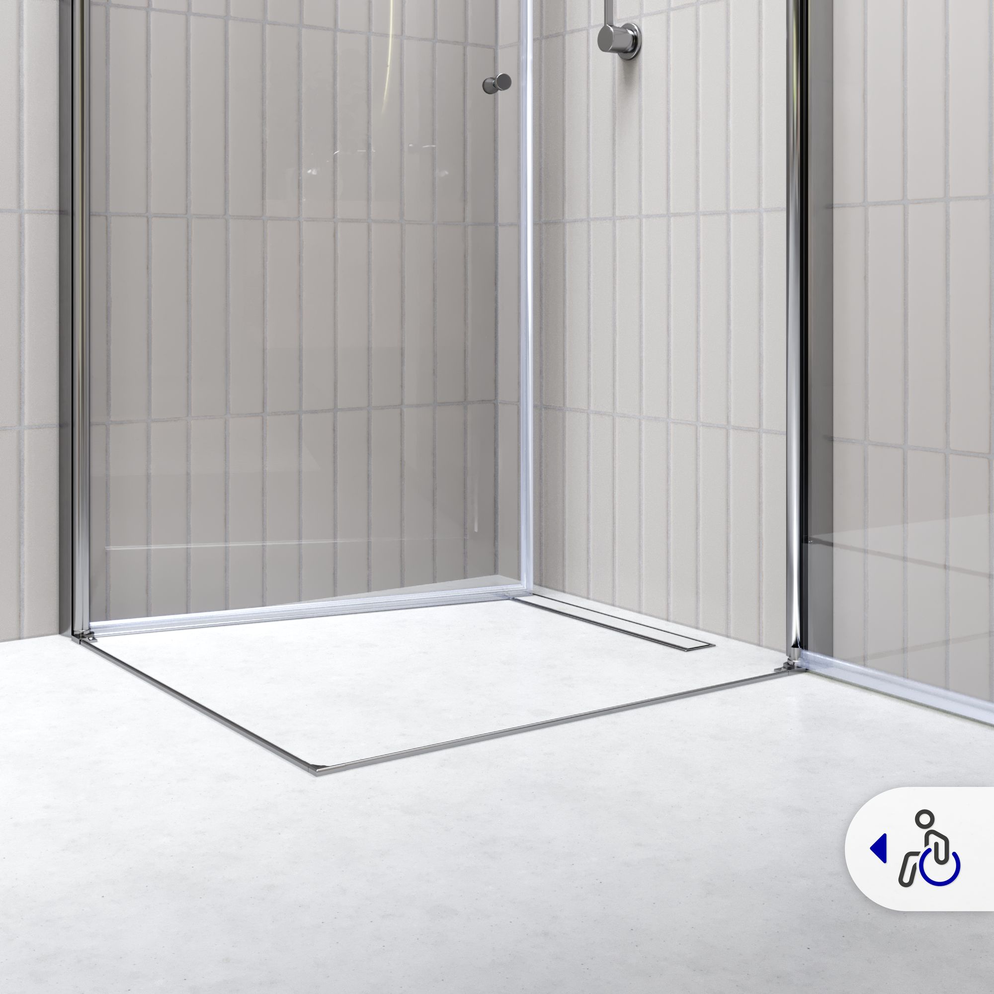 Eckeinstieg Gaia mit Pendeltüren aus ESG Sicherheitsglas Eckeinstieg Gaia mit Pendeltüren aus ESG Sicherheitsglas