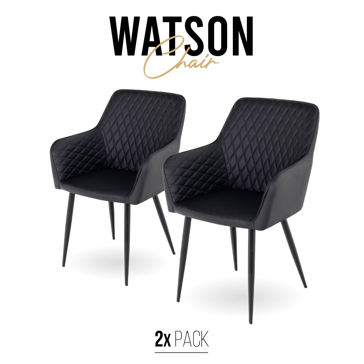 i-flair Esszimmerstuhl Wohnzimmerstuhl Watson Schwarz aus Textilleder 2er