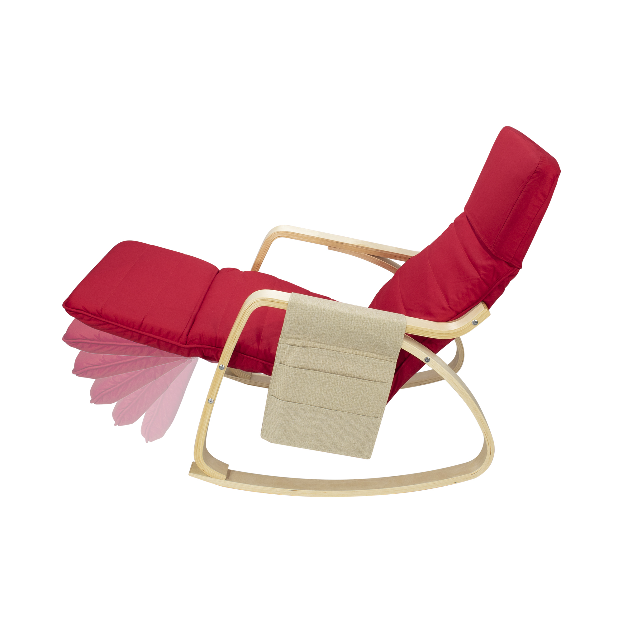 Relaxstuhl Schwingstuhl mit verstellbarem Fussteil D4 Rot