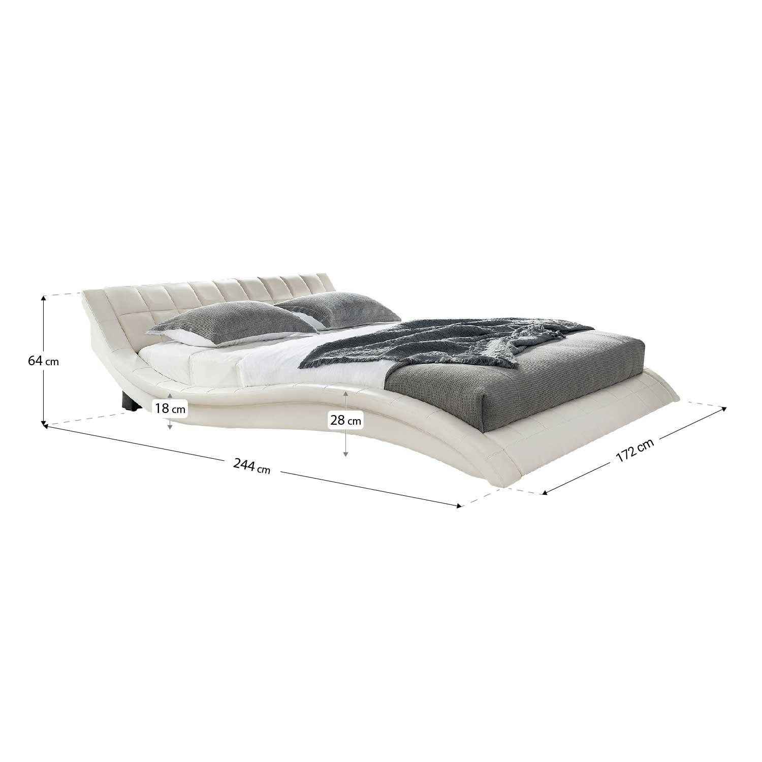 Design Polsterbett Raul in Weiss 140x200 cm