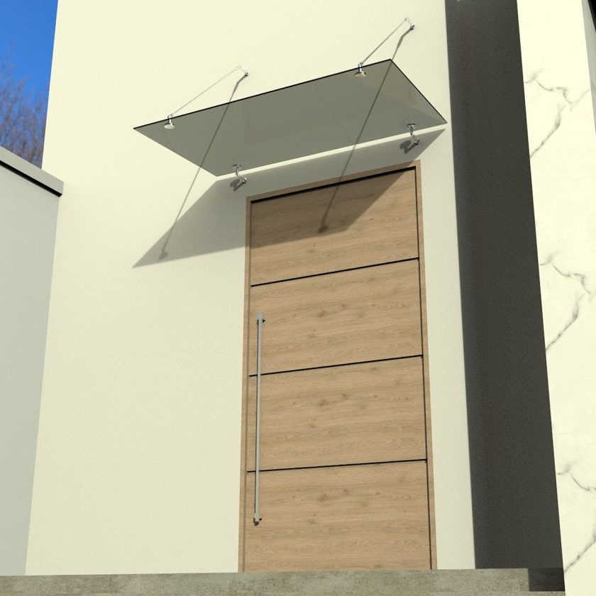 Glasvordach Edelstahl Türvordach Glas Halterung Haustür Getönt VSG 160x90cm 2 Halterungen