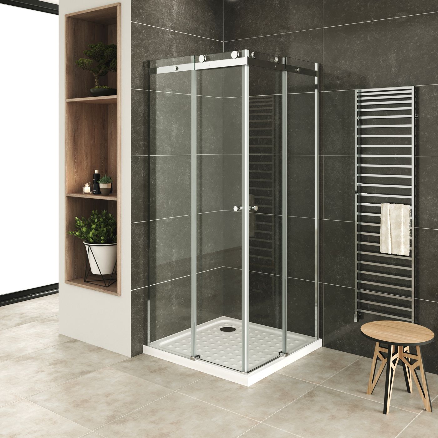 Eckeinstieg Anna mit Schiebetüren aus 8 mm ESG Sicherheitsglas