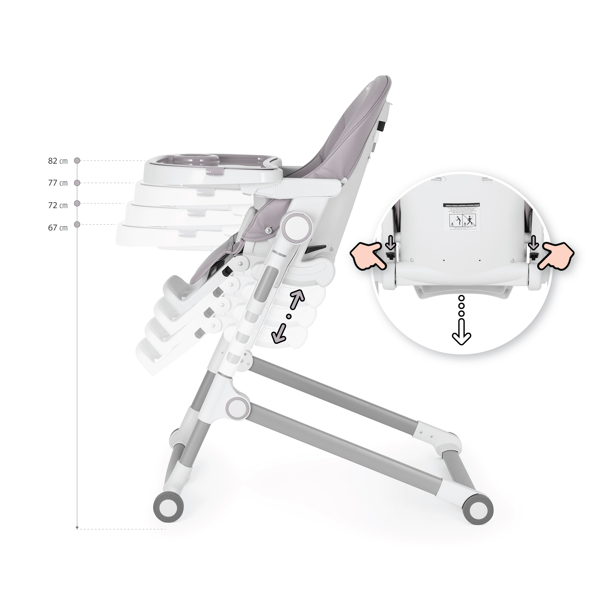 Kinderhochstuhl HUGO Babystuhl Verstellbar Klappbar Grau