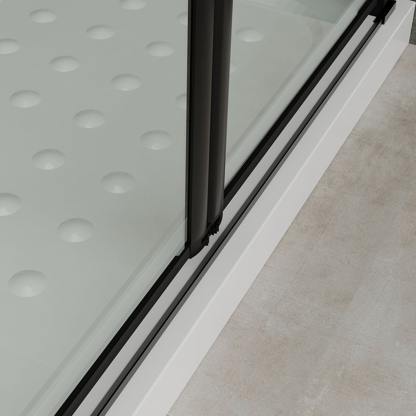 Eckeinstieg Alina mit Falttüren und schwarzen Profilen aus ESG Sicherheitsglas Eckeinstieg Alina mit Falttüren und schwarzen Profilen aus ESG Sicherheitsglas
