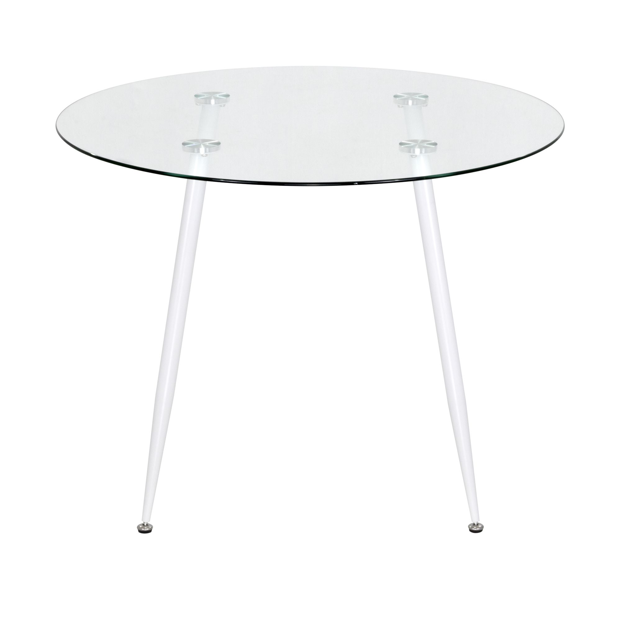 Esszimmer-Tisch CORIN | Tischplatte: Transparentes Glas | Beine: Weiß Esszimmer-Tisch CORIN | Tischplatte: Transparentes Glas | Beine: Weiß 80 cm