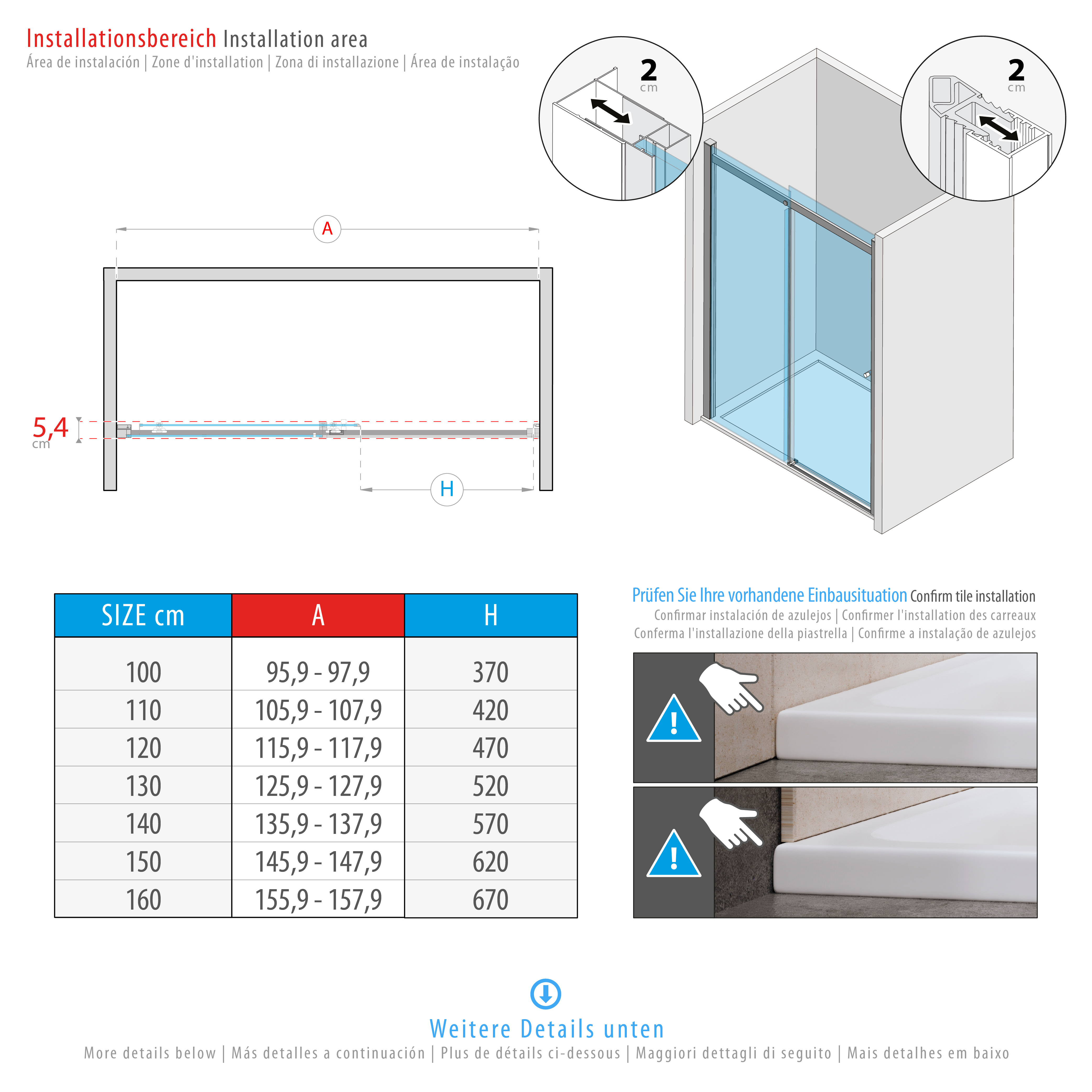 Duschtür Nischentür Kaylee mit Schiebetür aus 6mm ESG Klarglas Duschtür Nischentür Kaylee BLACK mit Schiebetür aus 6mm ESG Klarglas 160x195 cm-195 cm
