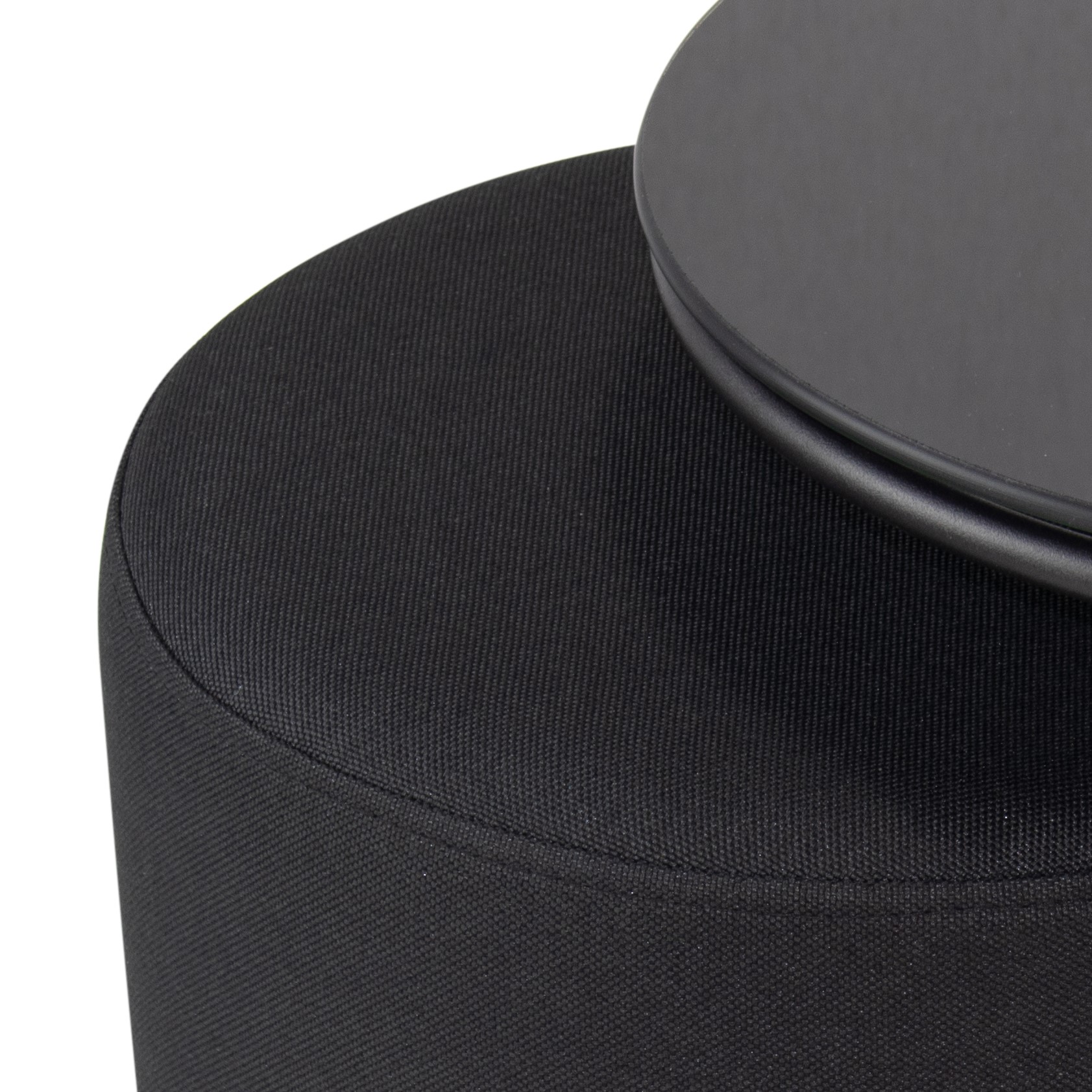 Beistelltisch mit Hocker JASPER runder Couchtisch 40x40 cm Schwarz-Schwarz N2