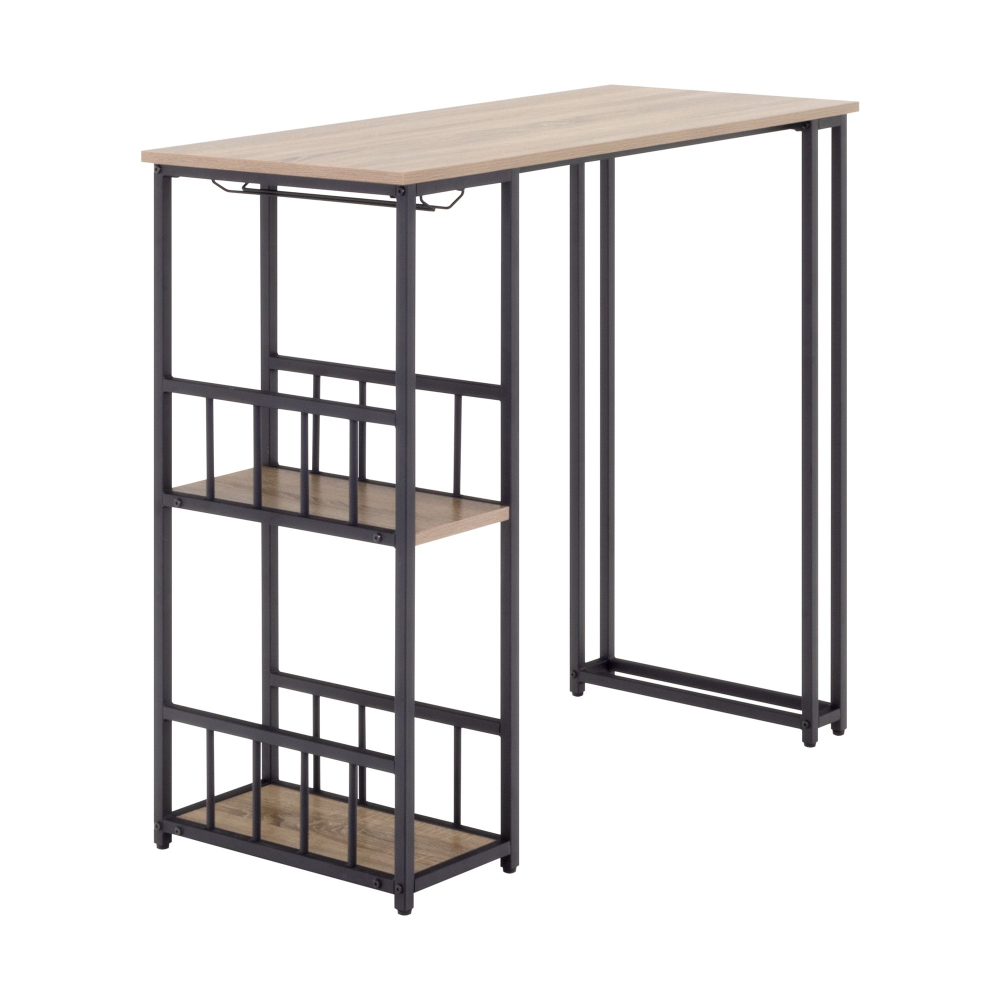 i-flair Stehtisch Bartisch Gavin – Stehtisch mit Stahlrahmen und 2 Ablageflächen & Glashalter Eiche i-flair Stehtisch Bartisch Gavin – Stehtisch mit Stahlrahmen und 2 Ablageflächen & Glashalter Eiche