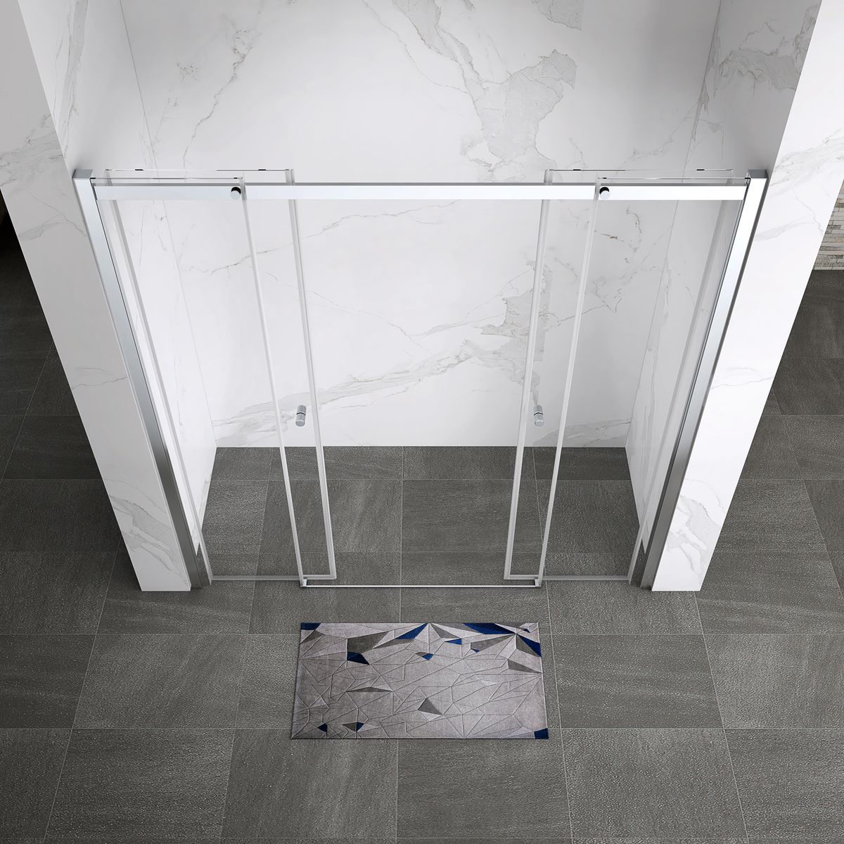 Duschtür Nischentür Kaylee DD mit Schiebetür aus 6mm ESG Klarglas 200x 195 cm-195 cm
