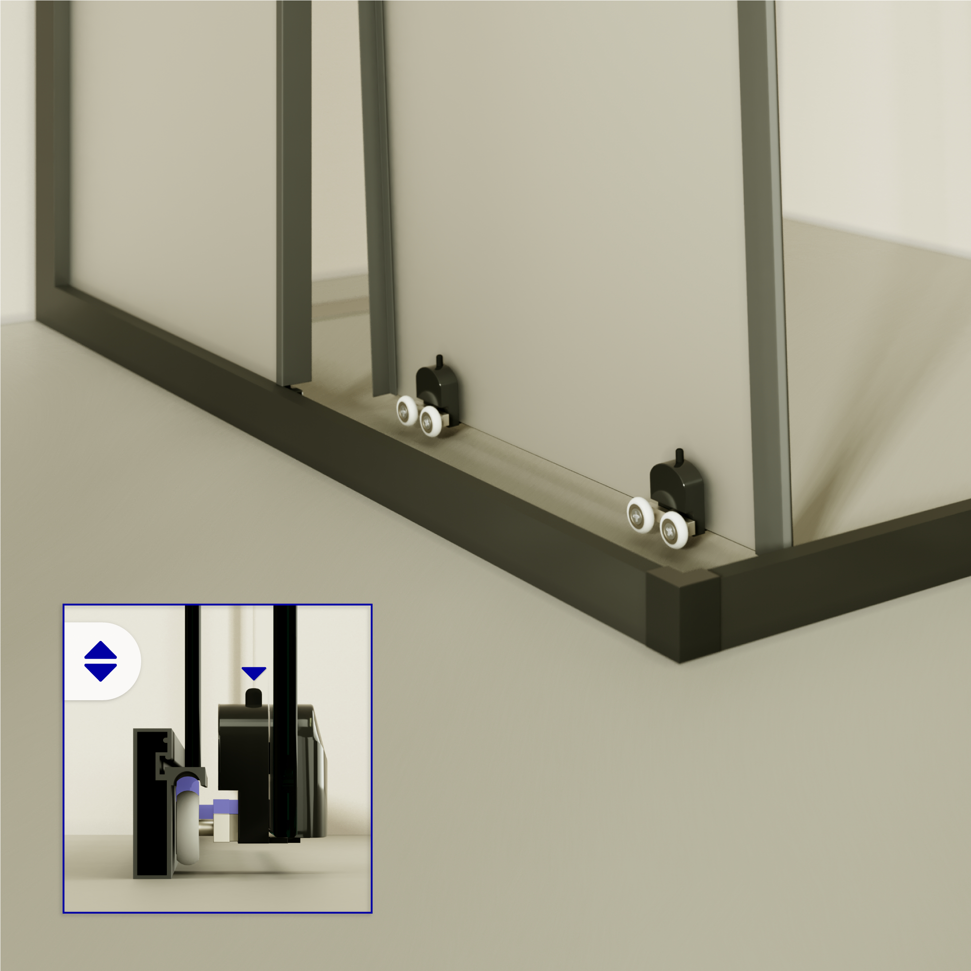 Eckeinstieg Danielle mit Schiebetüren aus satiniertem ESG Sicherheitsglas