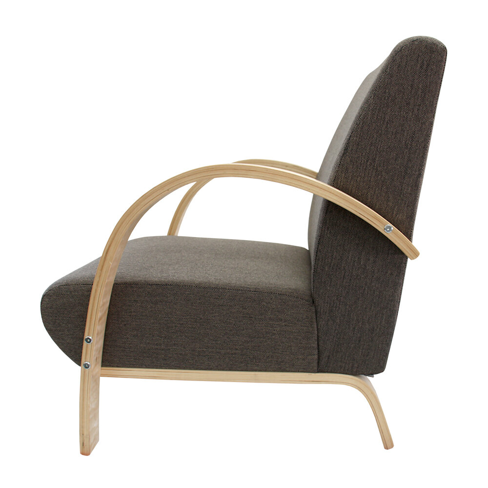 Polstersessel Lounge Sessel mit hochwertigem gepolsterten Stoffbezug - Grau