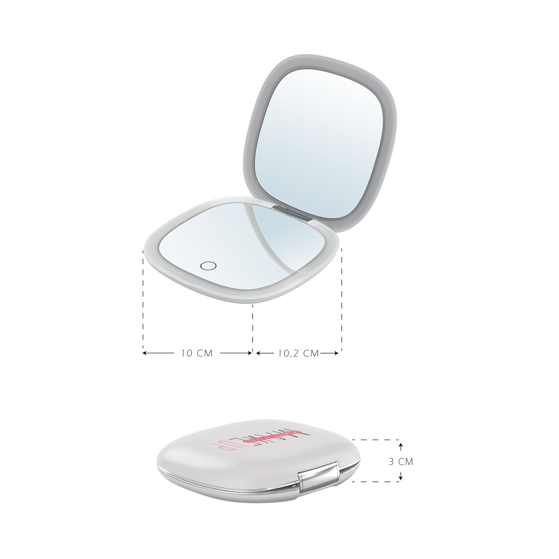 Tragbarer Schminkspiegel MakeUp POCKET mit LED-Lichtstreifen Schwarz