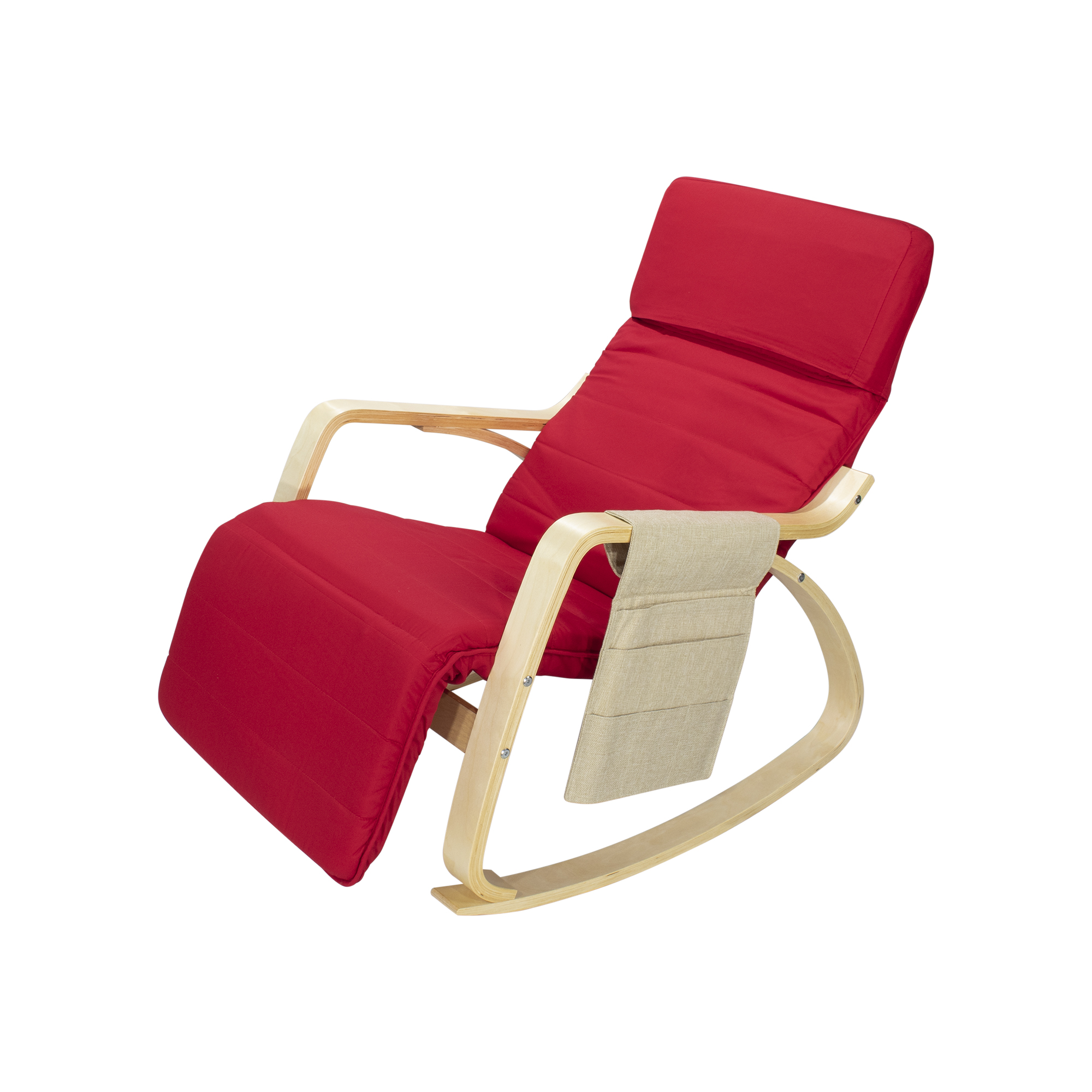 Relaxstuhl Schwingstuhl mit verstellbarem Fussteil D4 Rot