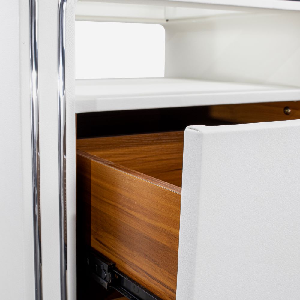 Nachttisch Kommode Nachtkonsole Weiß aus hochwertigem Kunstleder - S85