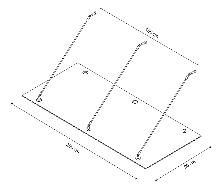 Glasvordach Edelstahl Türvordach Glas Halterung Haustür Klarglas VSG 200x90cm 3 Halterungen