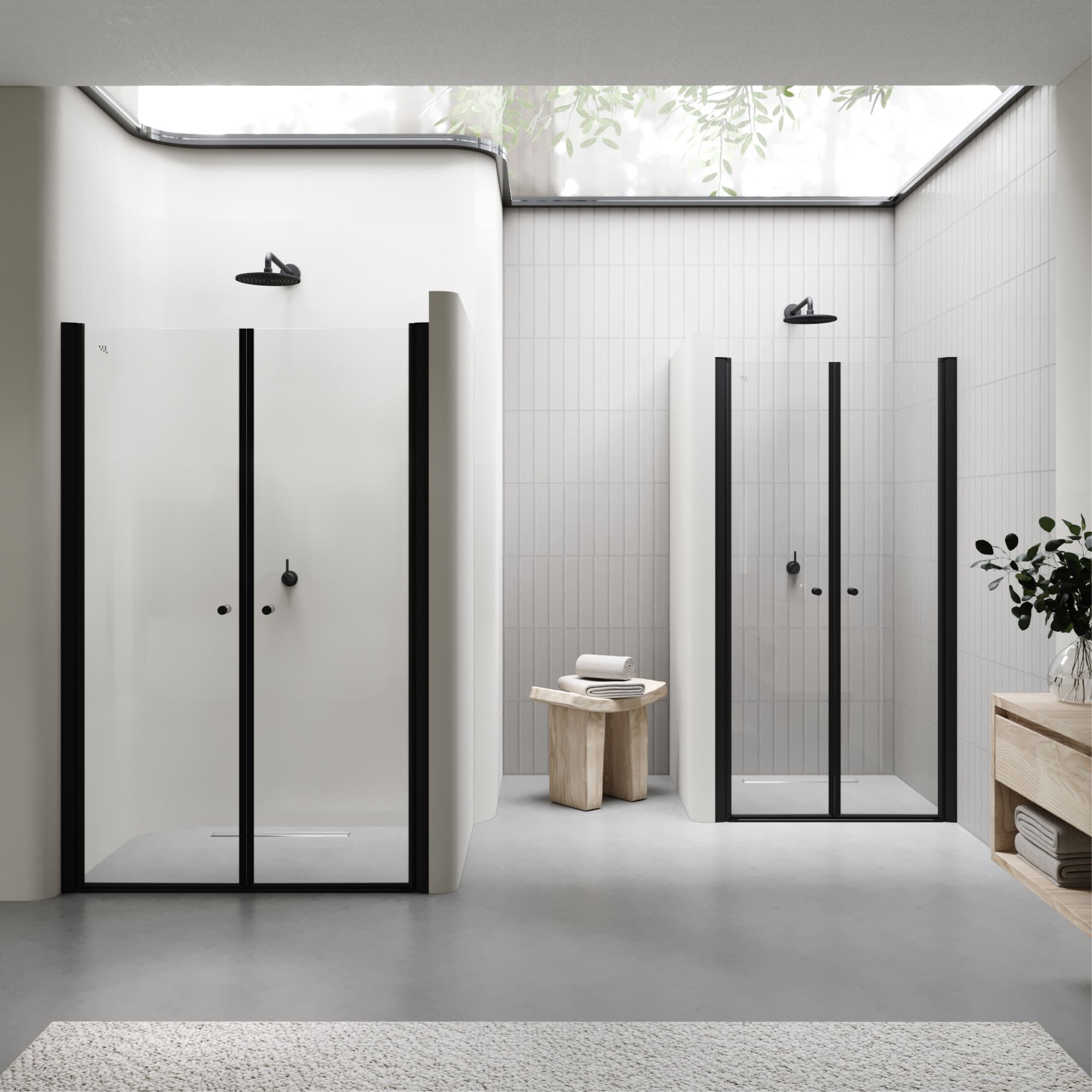 Duschtür Lima BLACK mit Pendeltüren 68-140 cm aus ESG Sicherheitsglas