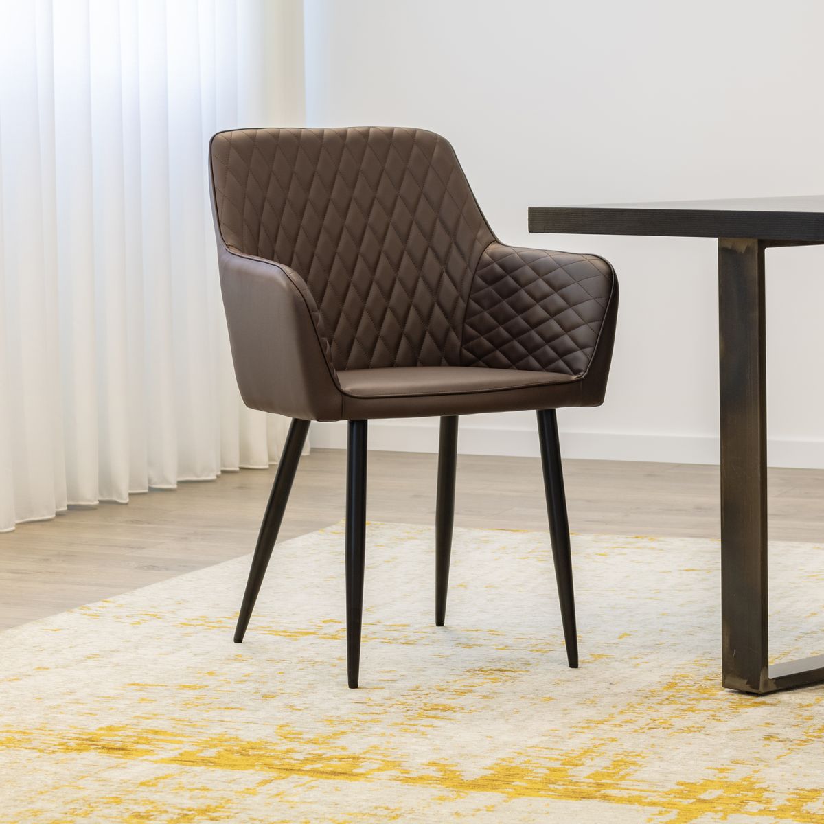 Esszimmerstuhl Wohnzimmerstuhl Watson Braun aus Textilleder