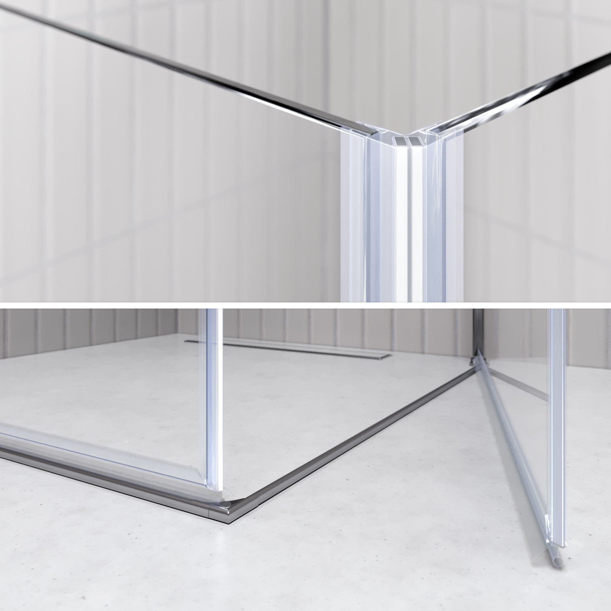 Eckeinstieg Gaia mit Pendeltüren aus ESG Sicherheitsglas