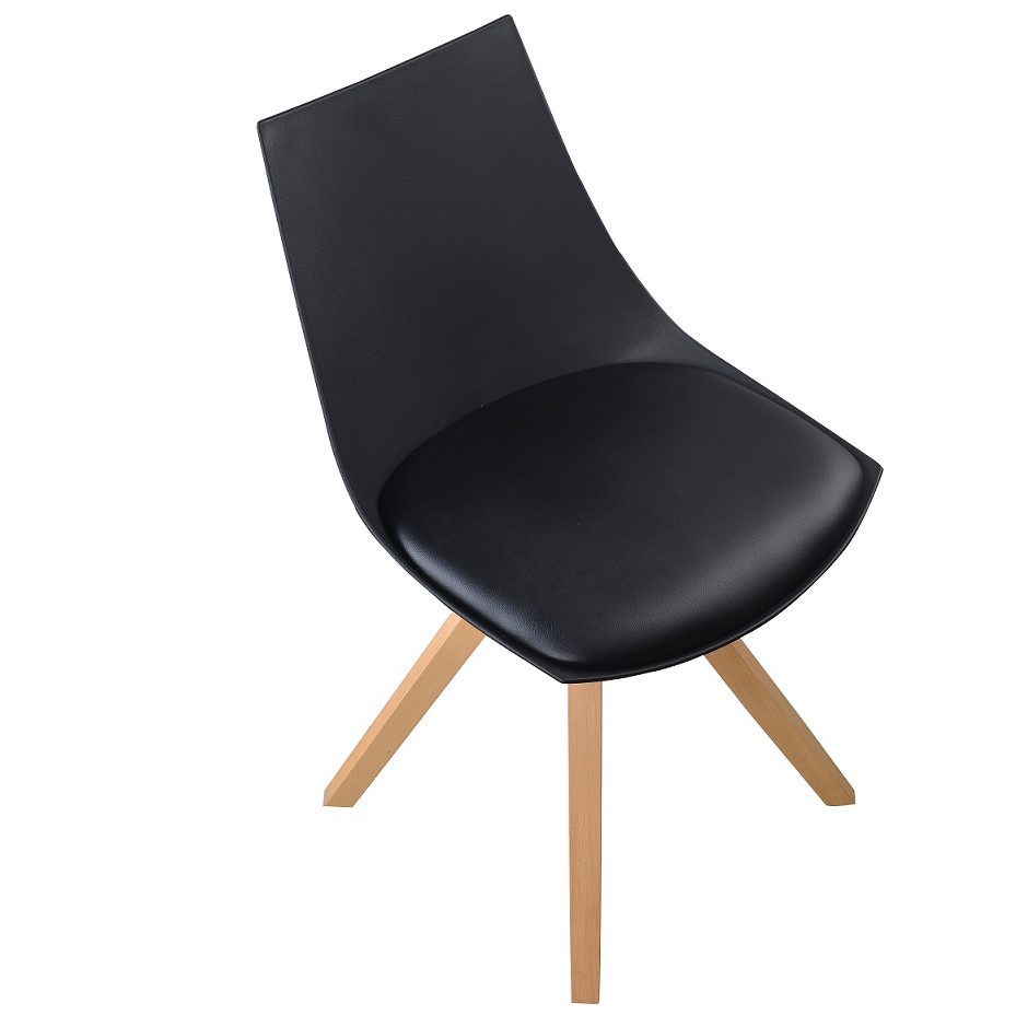 Esszimmerstuhl Gusto Schwarz Küchenstuhl aus Holz mit Sitzschale + Sitzkissen aus Kunstleder Esszimmerstuhl Gusto Schwarz Küchenstuhl aus Holz mit Sitzschale + Sitzkissen aus Kunstleder 8 Stück