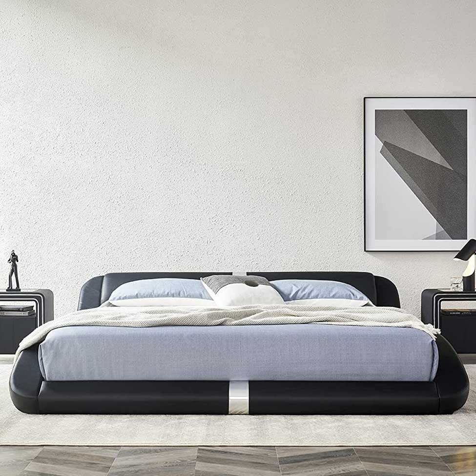 Design Polsterbett Paola in Schwarz Design Polsterbett Paola in Schwarz 200x200 cm