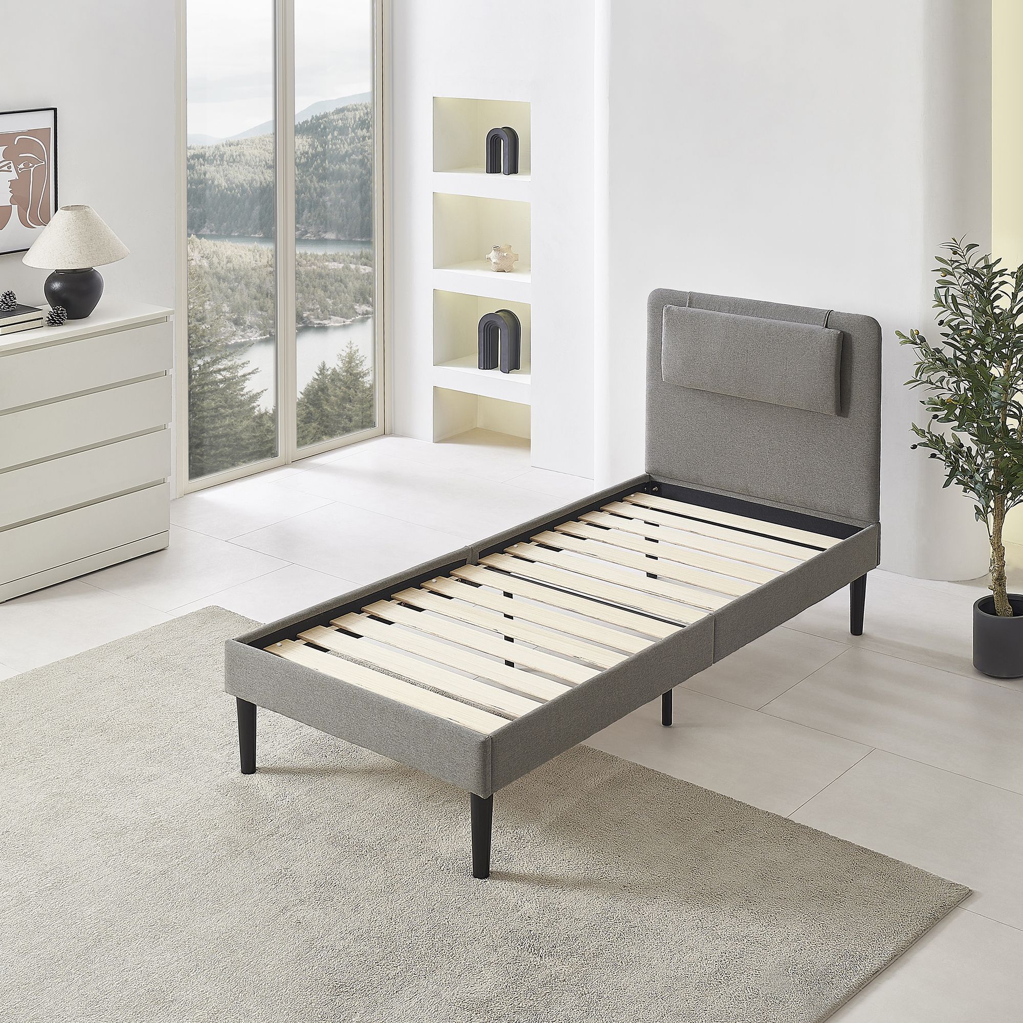 Design Polsterbettt Emily in Grau Design Polsterbettt Emily in Beige 90cm-200cm