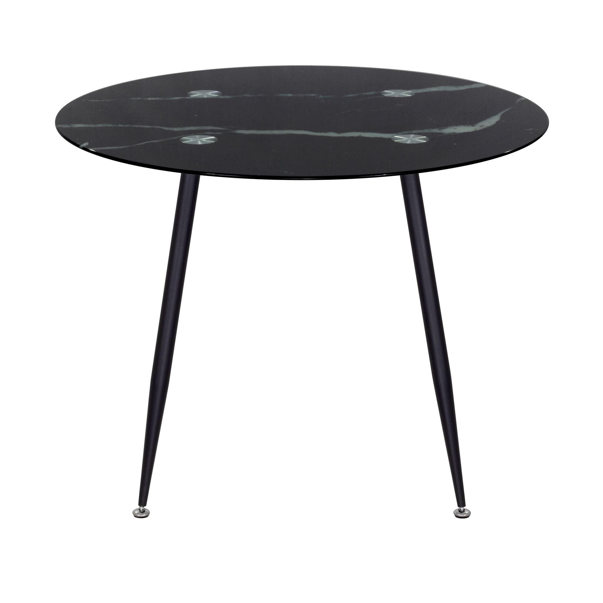 Esszimmer-Tisch CORIN | Tischplatte: Glas in schwarzer Marmor Optik | Beine: Schwarz Esszimmer-Tisch CORIN | Tischplatte: Schwarzer Marmor | Beine: Schwarz 80 cm