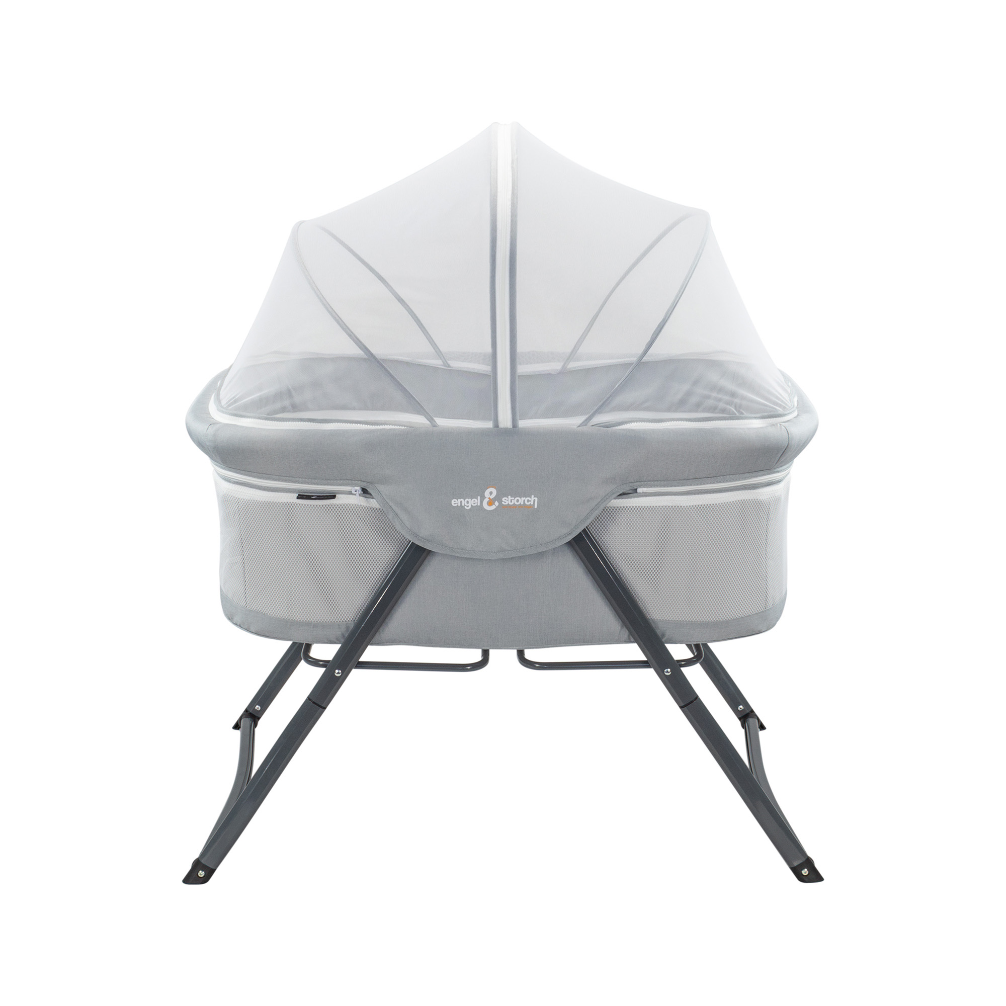 Reisebett BEBITO inkl. Moskitohaube und Tragetasche Hellgrau