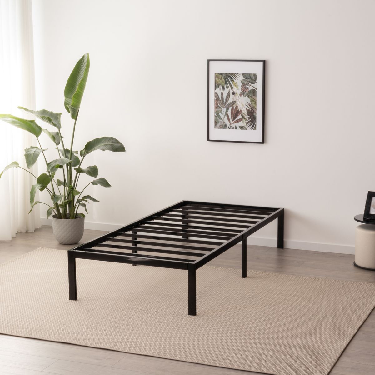Gästebett Metallbett Einzelbettgestell Sappho Black mit Stauraum 90x200cm