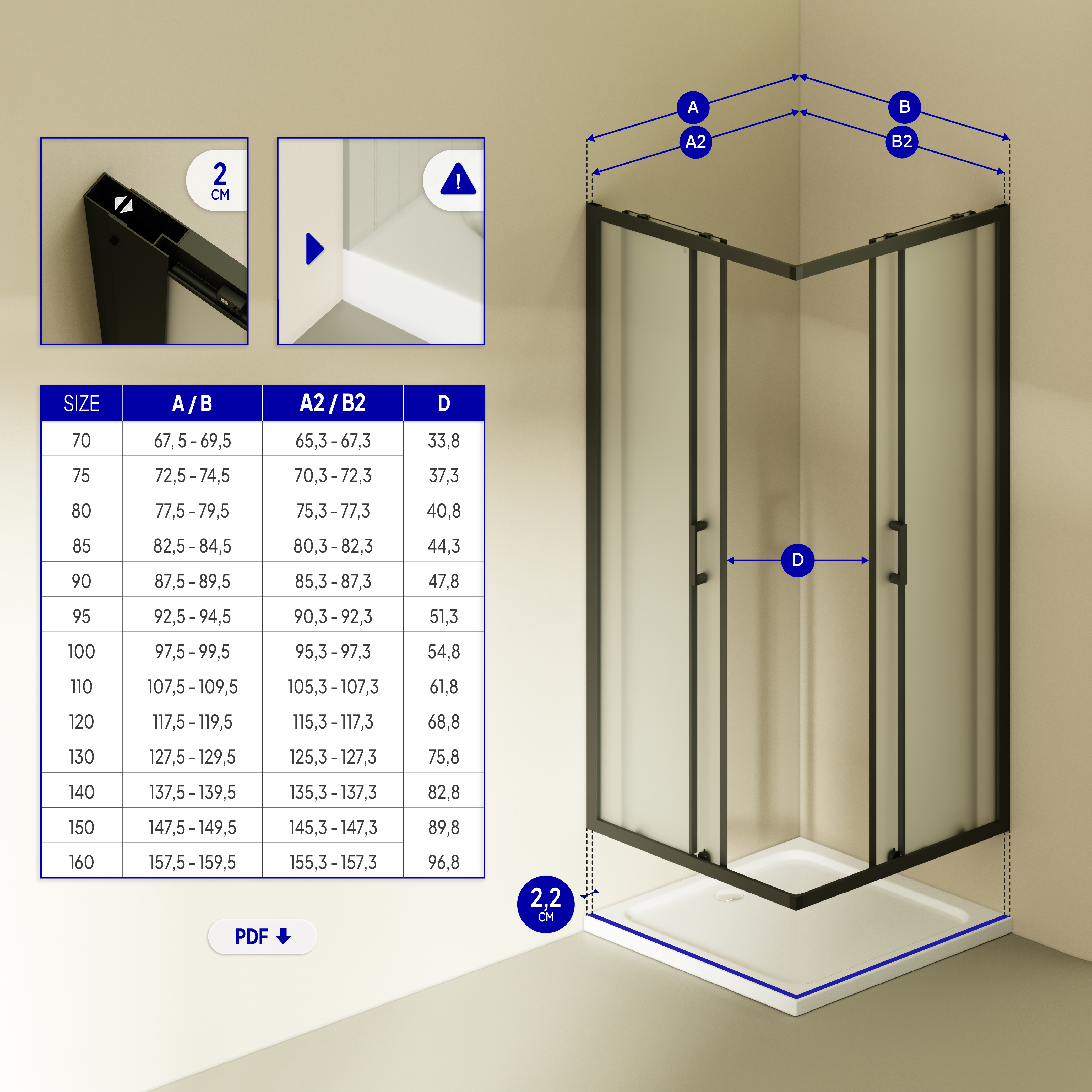 Eckeinstieg Danielle mit Schiebetüren aus satiniertem ESG Sicherheitsglas