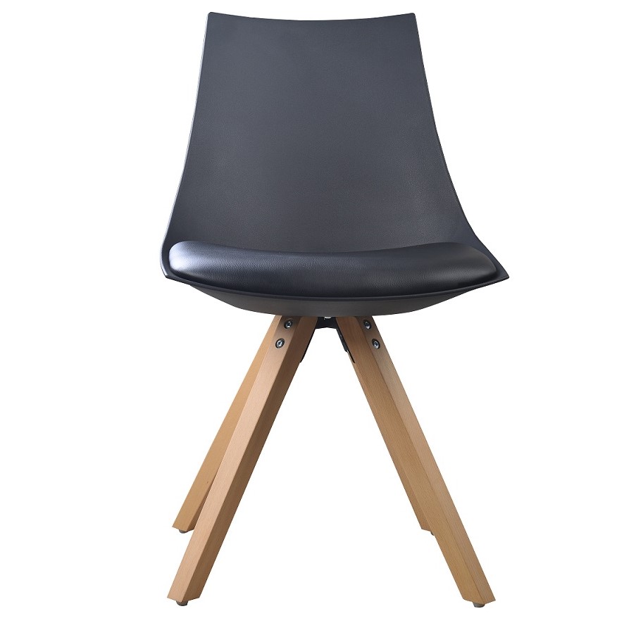 Esszimmerstuhl Gusto Schwarz Küchenstuhl aus Holz mit Sitzschale + Sitzkissen aus Kunstleder Esszimmerstuhl Gusto Schwarz Küchenstuhl aus Holz mit Sitzschale + Sitzkissen aus Kunstleder 8 Stück