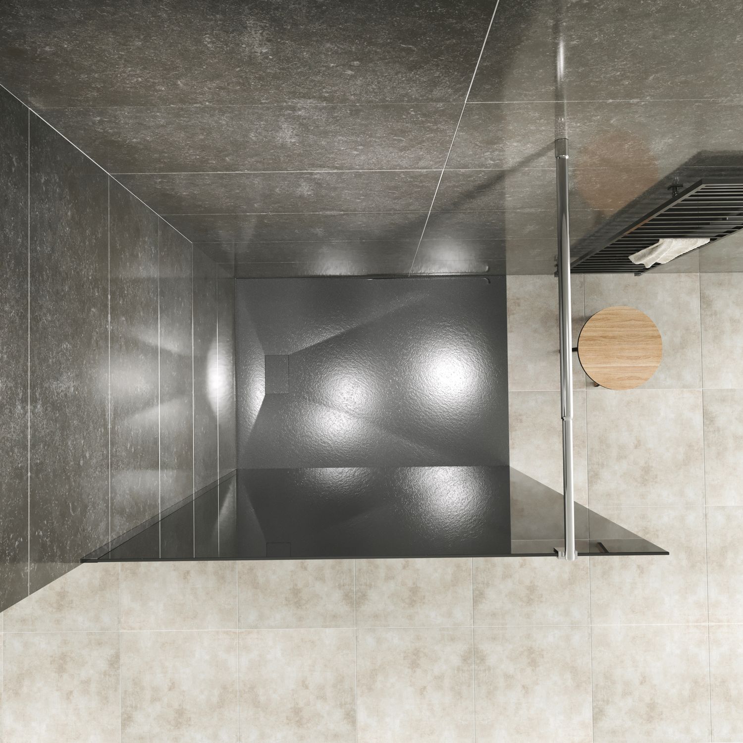 Walk In Dusche FIONA aus 10 mm getöntem Sicherheitsglas und Edelstahl