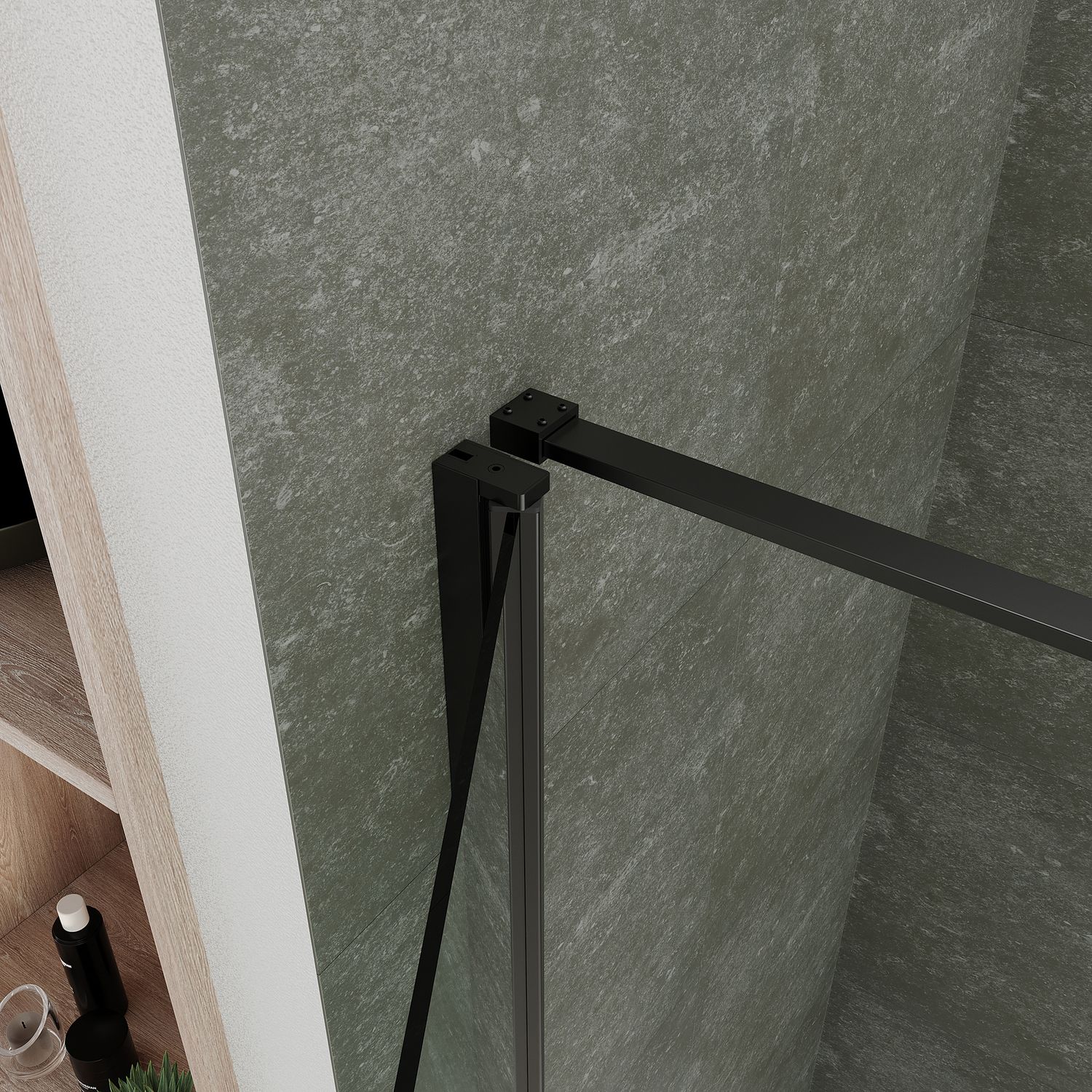 Fronteinstieg Hellen mit Klapptür und schwarzen Profilen aus ESG Sicherheitsglas Fronteinstieg Hellen mit Klapptür und schwarzen Profilen aus ESG Sicherheitsglas