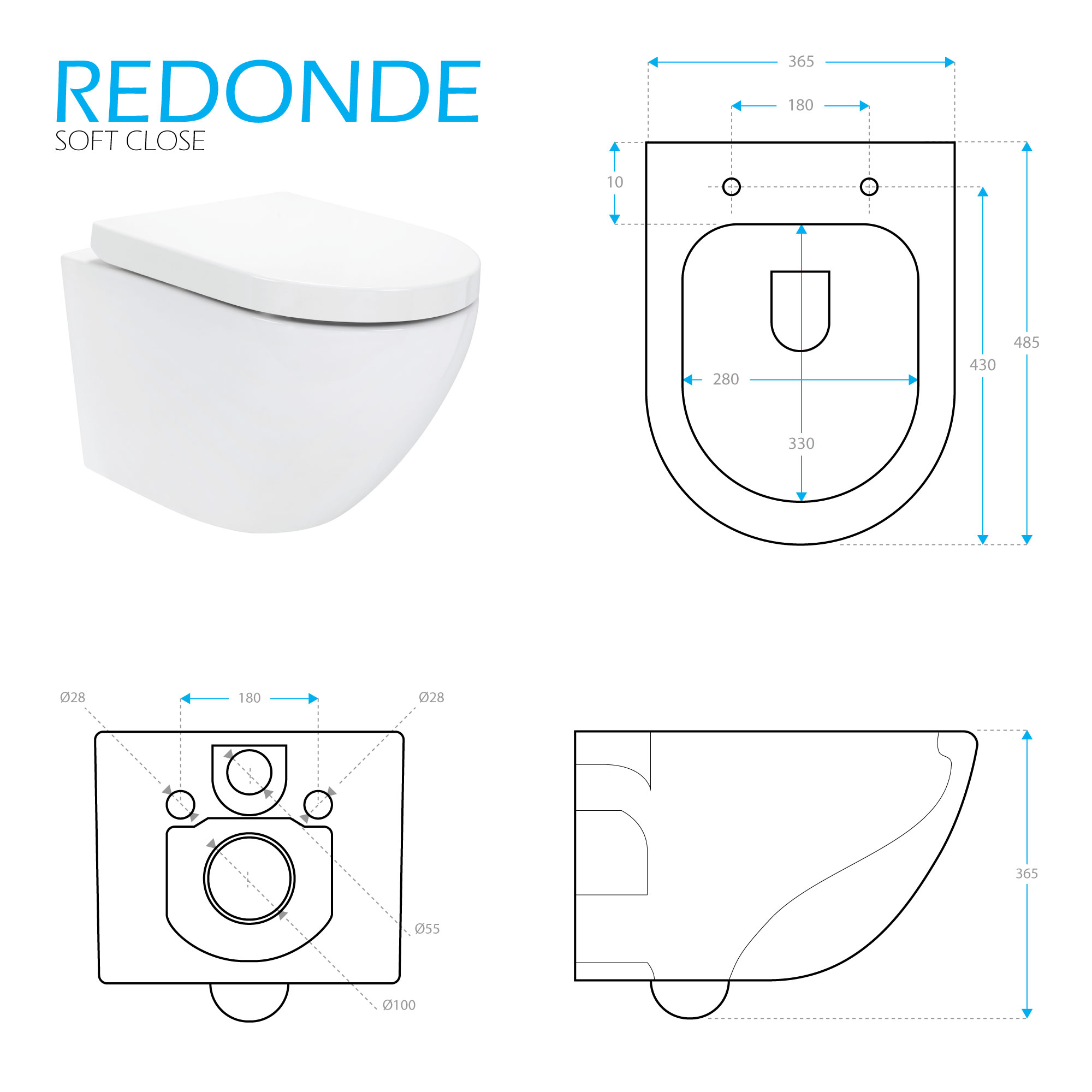 Toilette Hänge WC Spülrandlos inkl. WC Sitz mit Absenkautomatik SOFTCLOSE + abnehmbar Redonde Toilette Hänge WC Spülrandlos inkl. WC Sitz mit Absenkautomatik SOFTCLOSE + abnehmbar Redonde