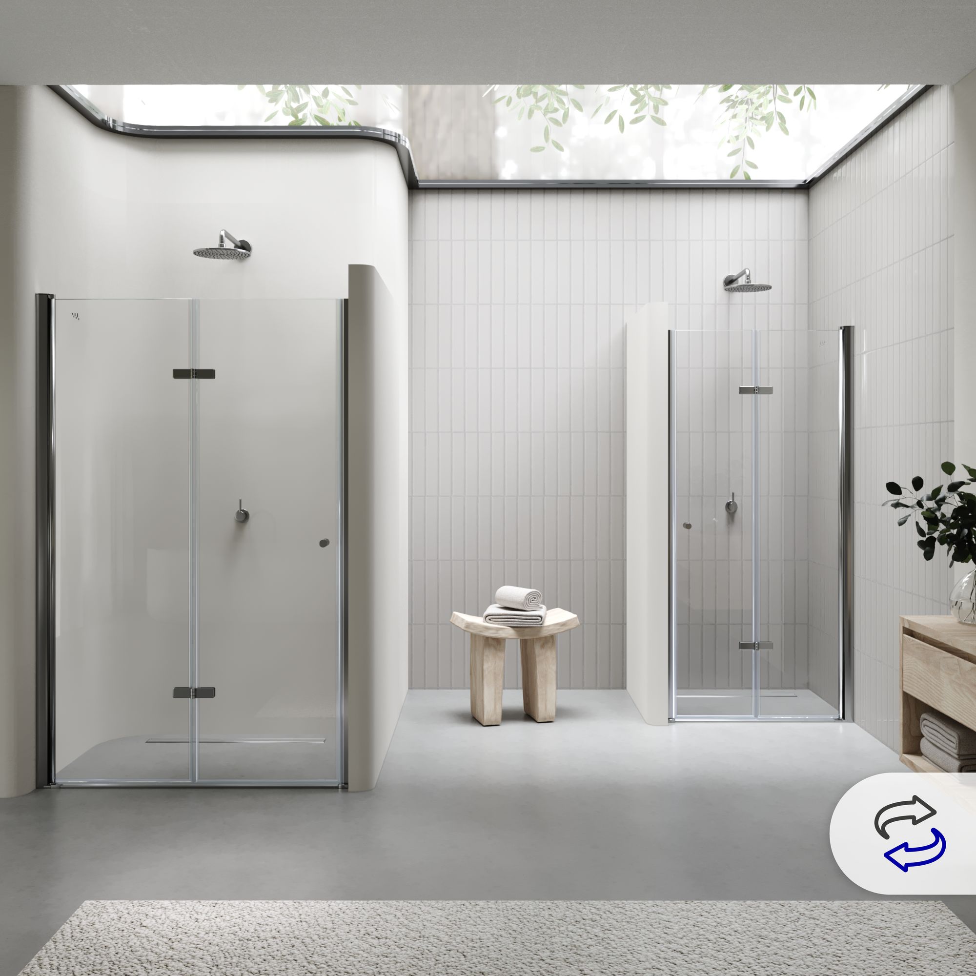 Duschtür Mila mit Falttür aus klarem ESG Sicherheitsglas
