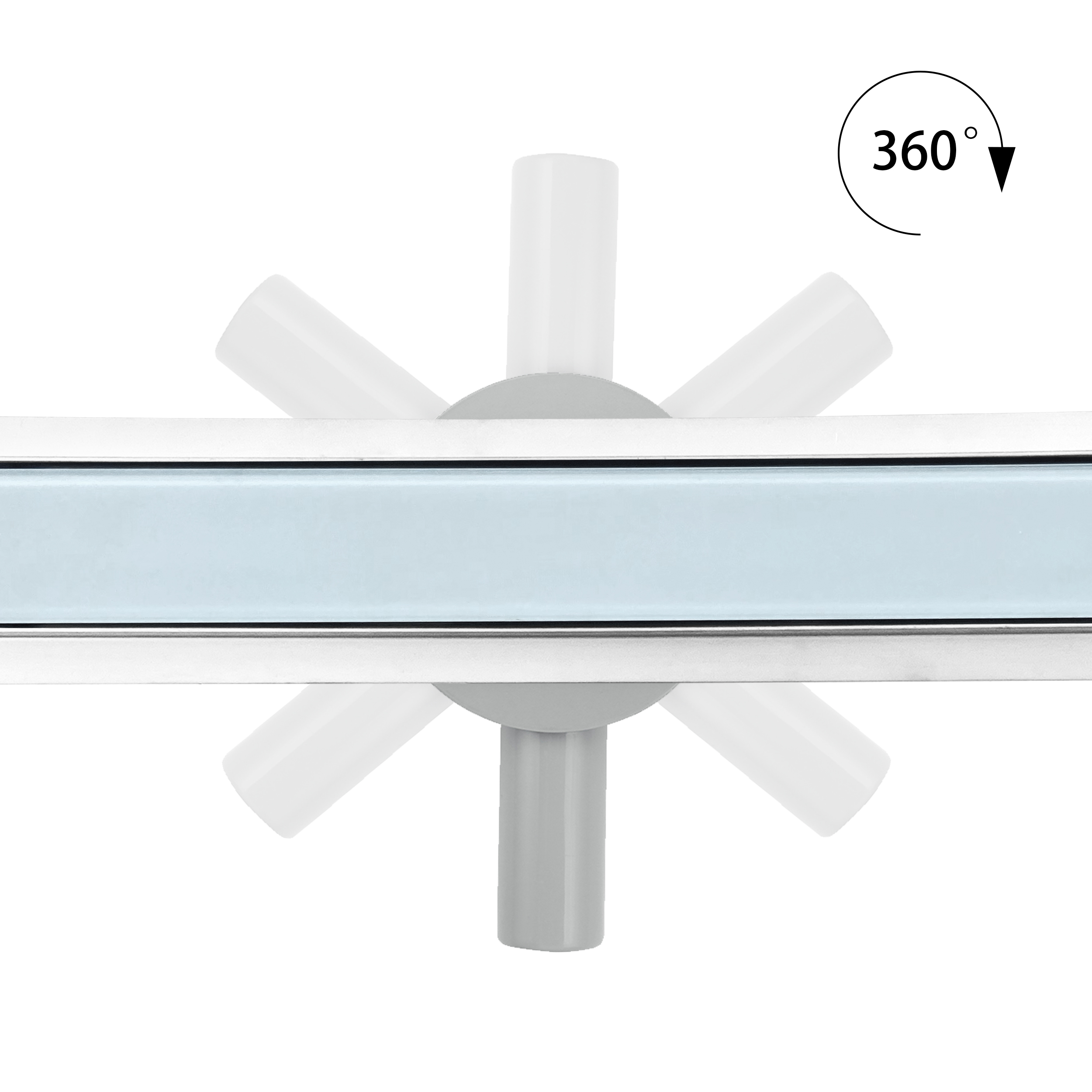 Duschrinne aus Edelstahl mit weißem Glas-Ablaufblende für flache Installation B3