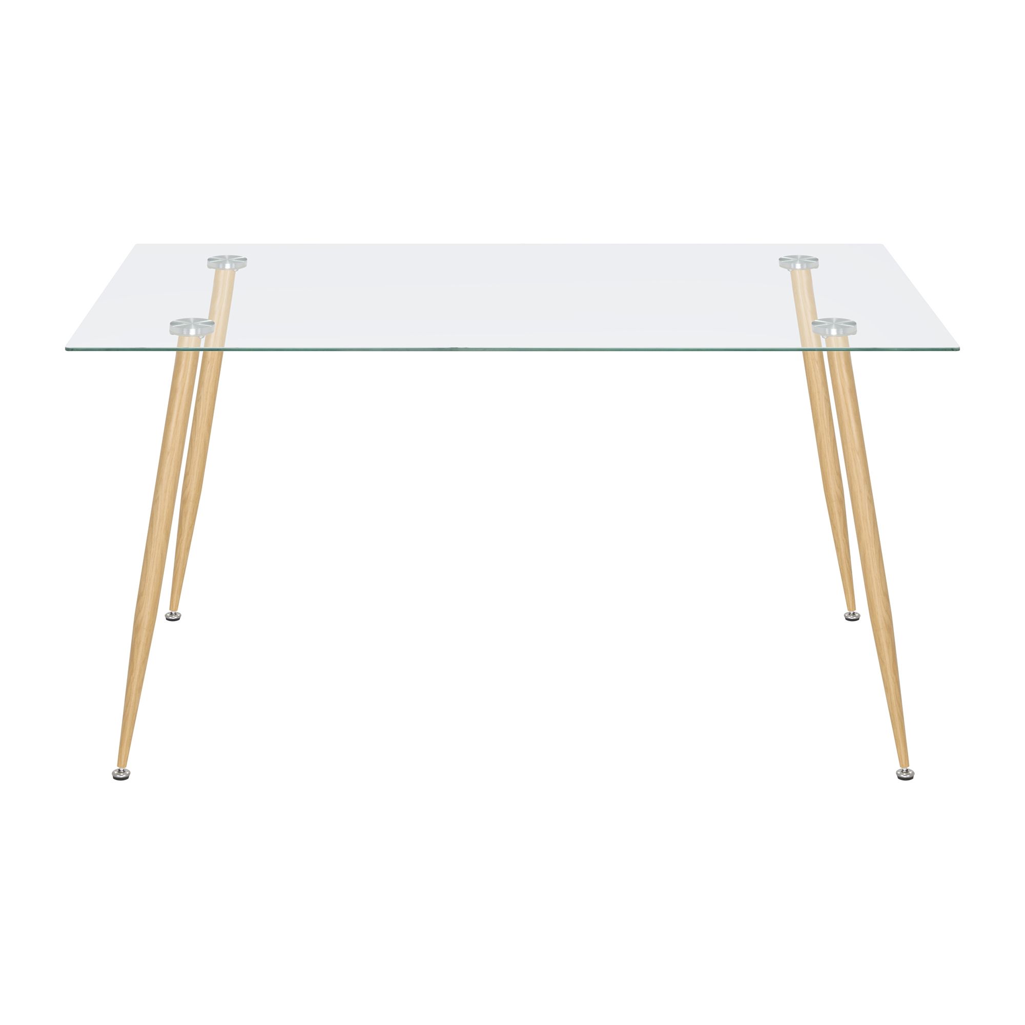 Esszimmer-Tisch BEALE | Tischplatte: Transparentes Glas | Beine: Holz Esszimmer-Tisch BEALE | Tischplatte: Transparentes Glas | Beine: Holz 160 cm