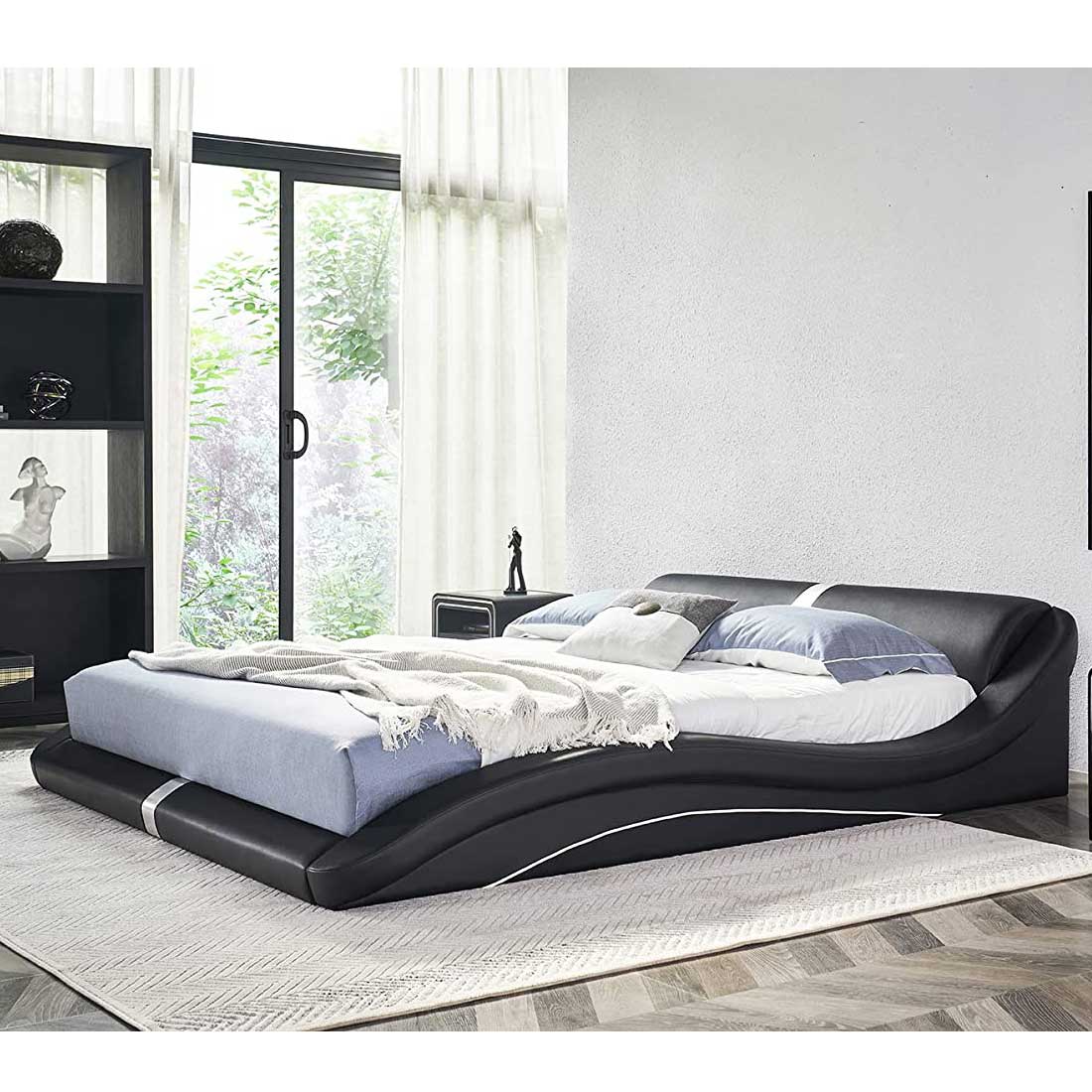 Design Polsterbett Paola in Schwarz 200x200 cm